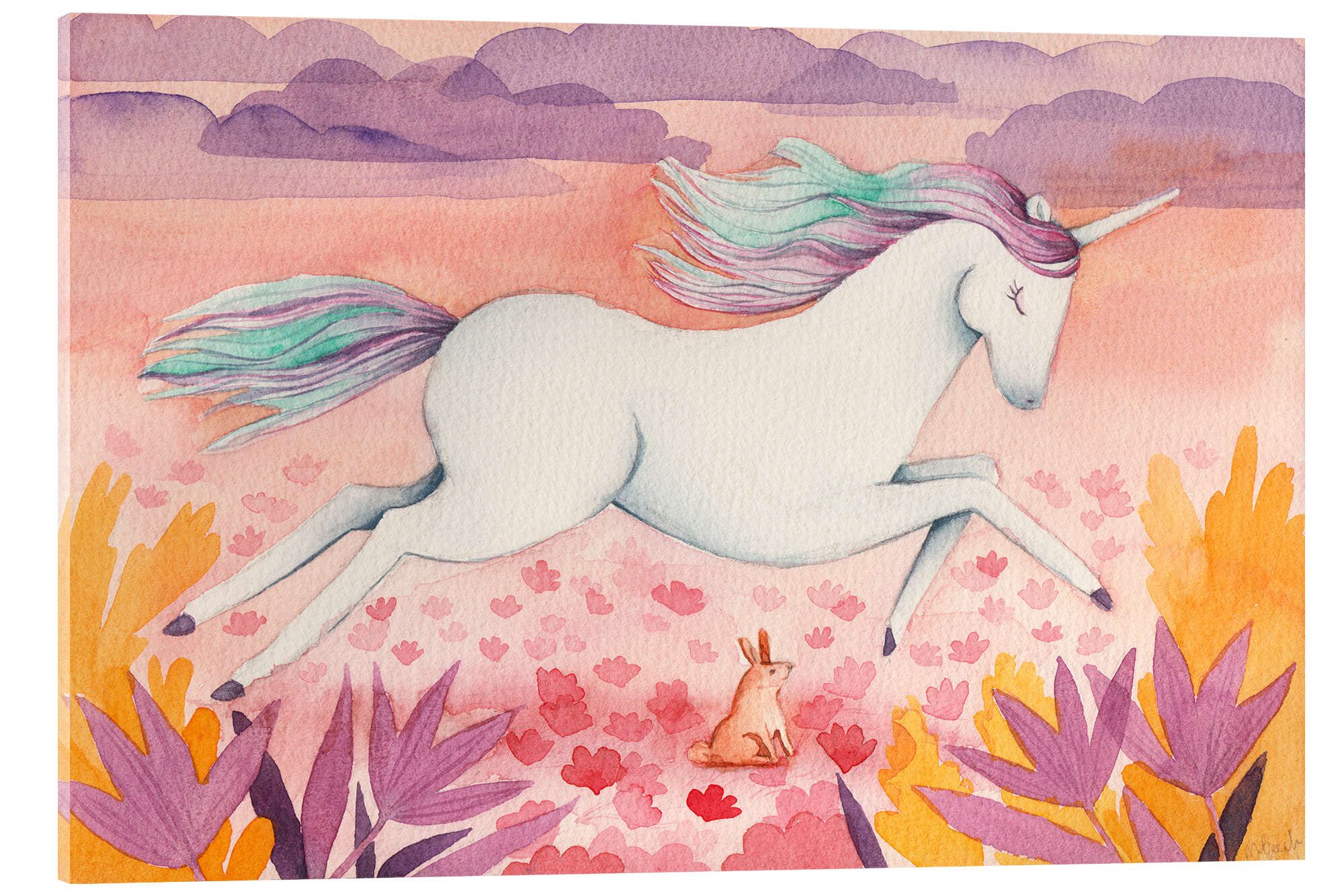 Posterlounge Wandbild Galoppierendes Einhorn, Michelle Beech, erhältlich als Poster, Leinwandbild, Wandsticker oder Acrylglasbild