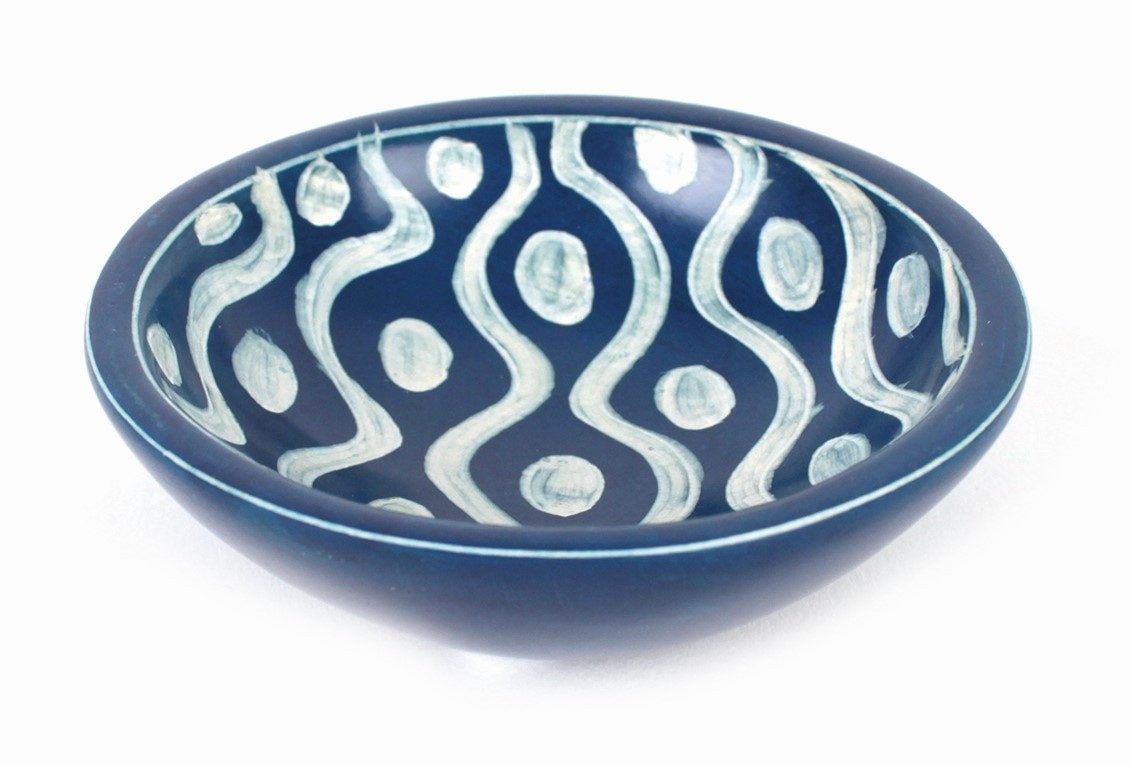 El Puente Schale Schale "Blue Waves", Handmade, Speckstein, Handmade