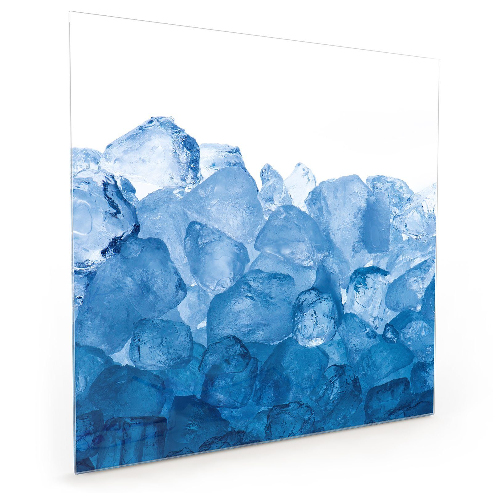 Primedeco Küchenrückwand Küchenrückwand Spritzschutz Glas mit Motiv Linie aus Eiswürfeln | Küchenrückwände