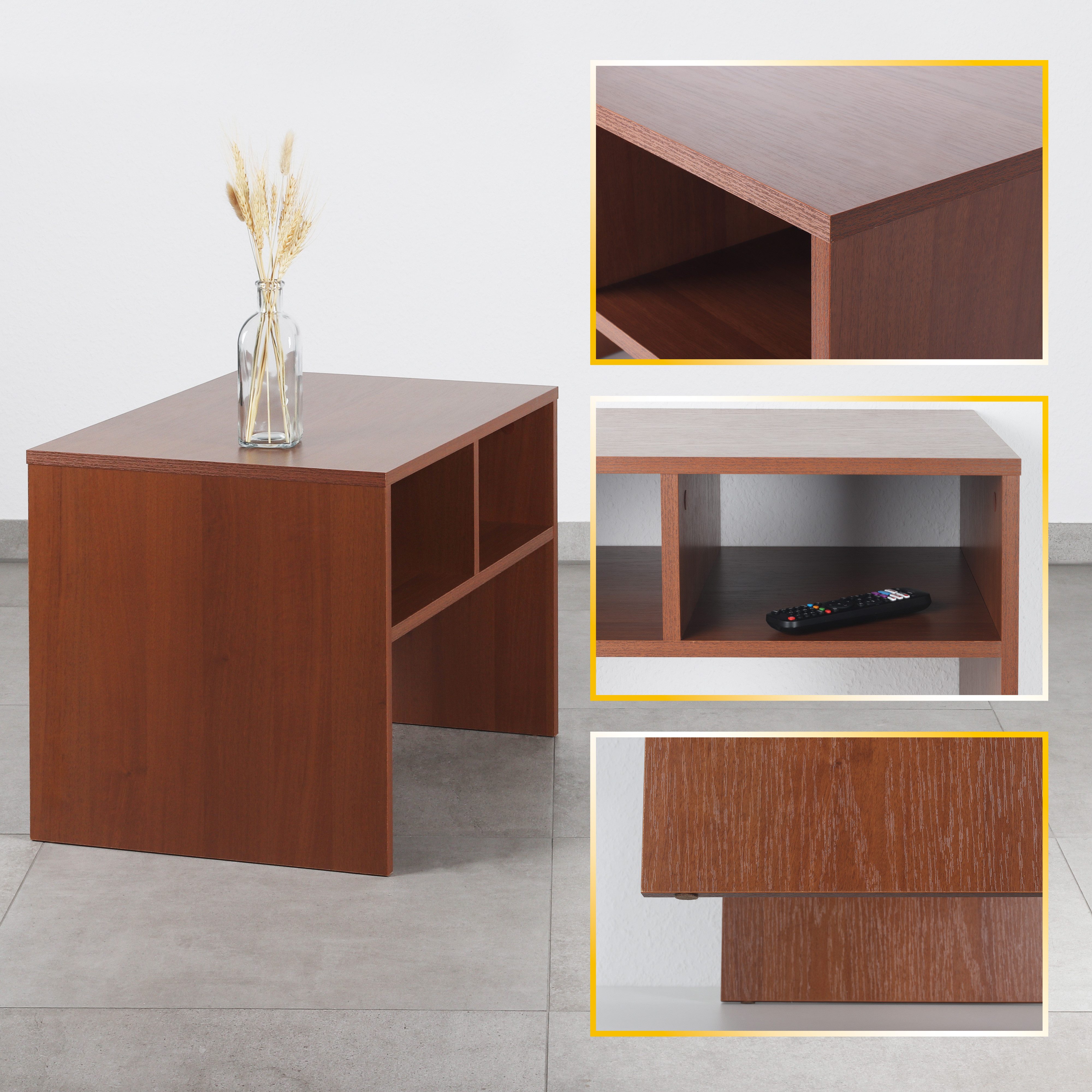 RICOO Couchtisch WM097-ER (1-St), Sofatisch mit Stauraum Wohnzimmer Tisch Beistelltisch Kaffeetisch
