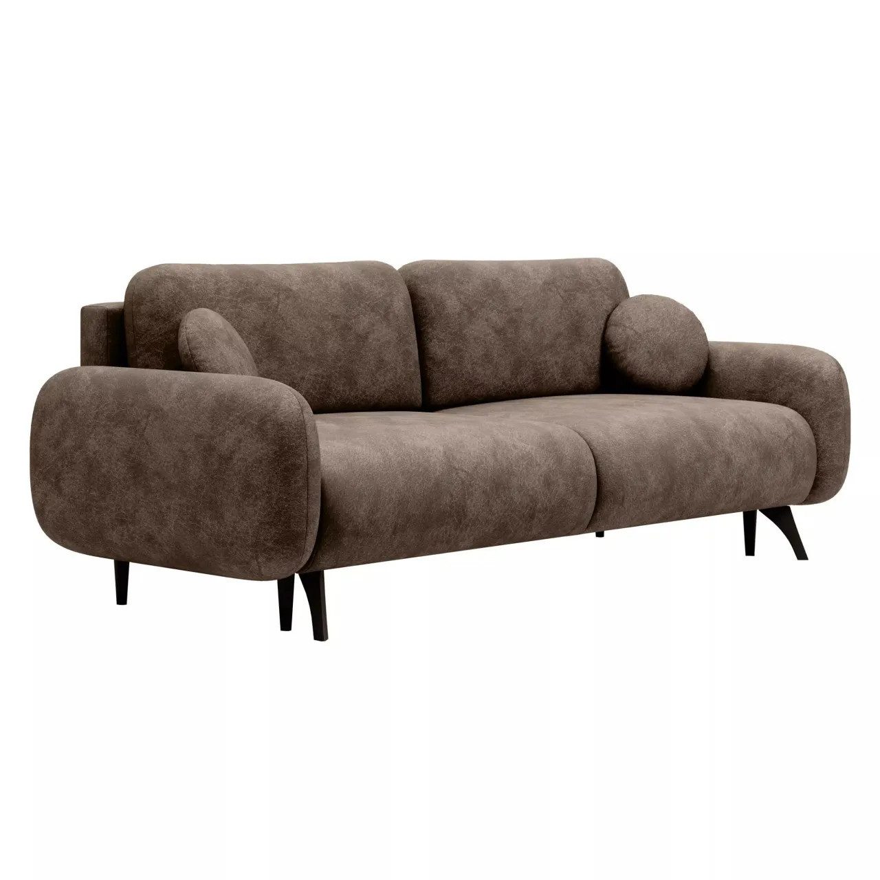 NEXT COLLECTION Sofa CARMEN, Große Liegefläche 145x190, Runde Zierkissen, Lose Rückenkissen, hohe Metallbeine