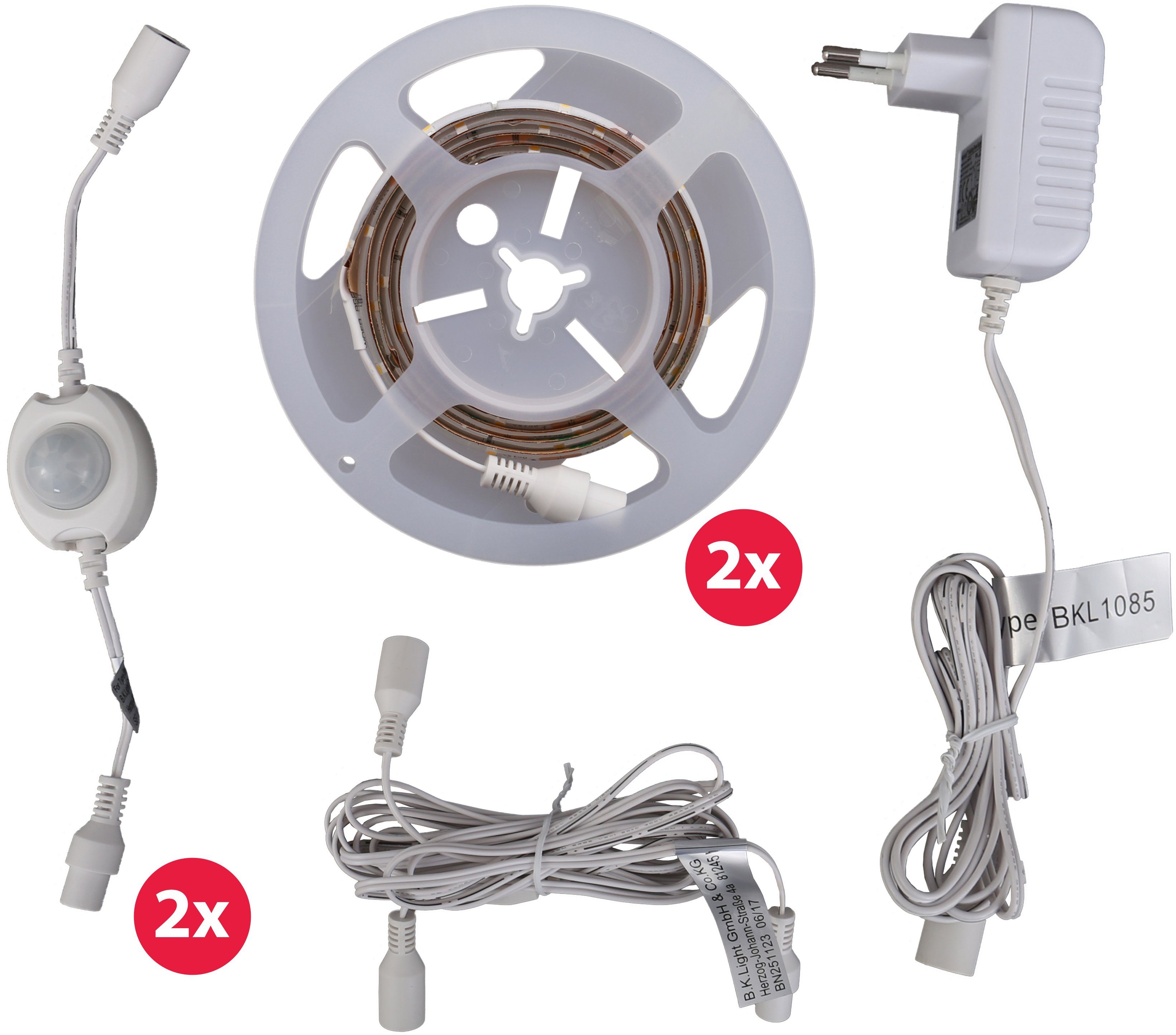 B.K.Licht Bettlicht LED Bewegungsmelder Nachtlicht Band Dämmerungsensor Chara, mit LED-Streifen