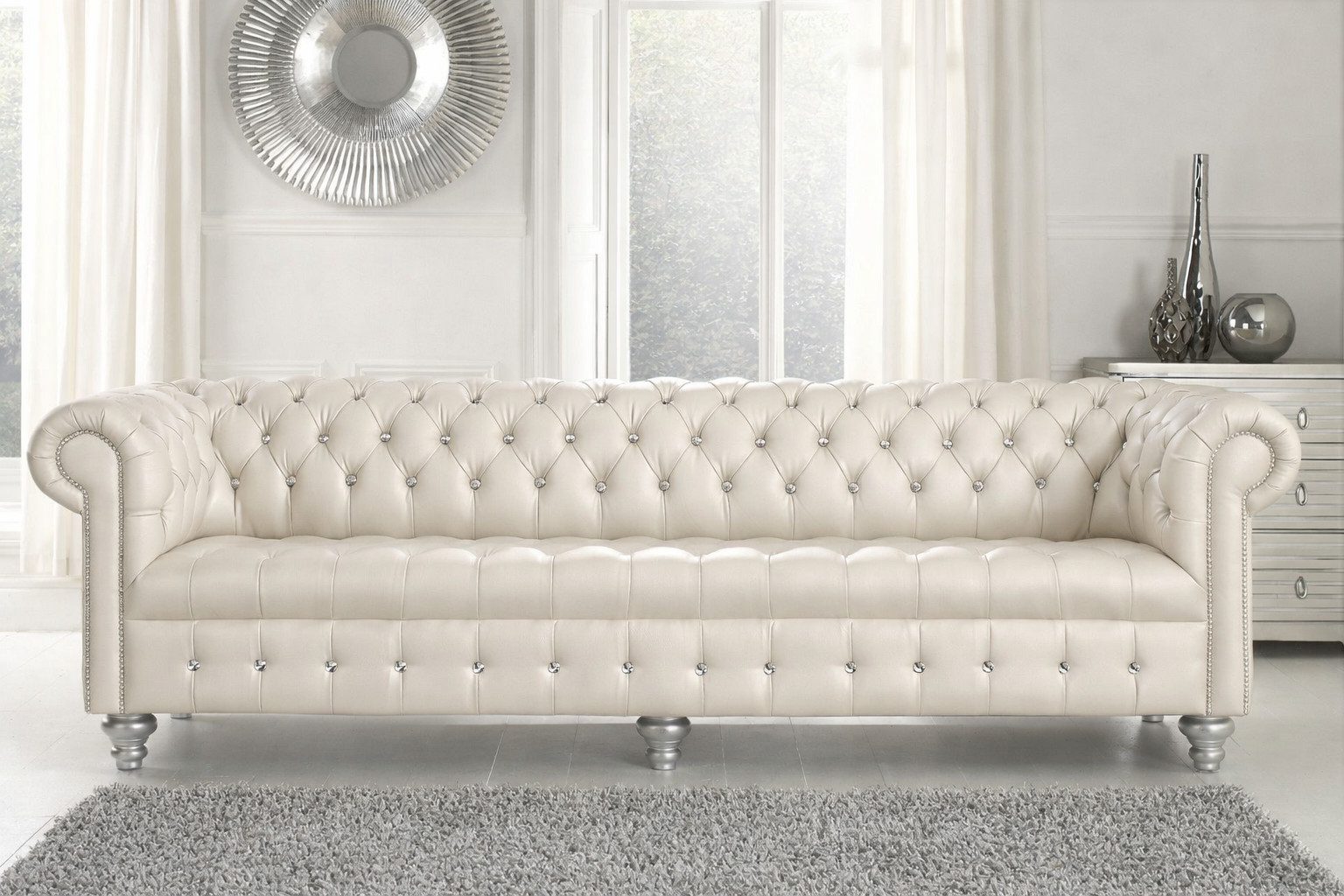 Xlmoebel Chesterfield-Sofa Luxus Chesterfield Ledersofa – Designer Big Couch Sofa Sofort, 1 Teile, Hergestellt in Europa