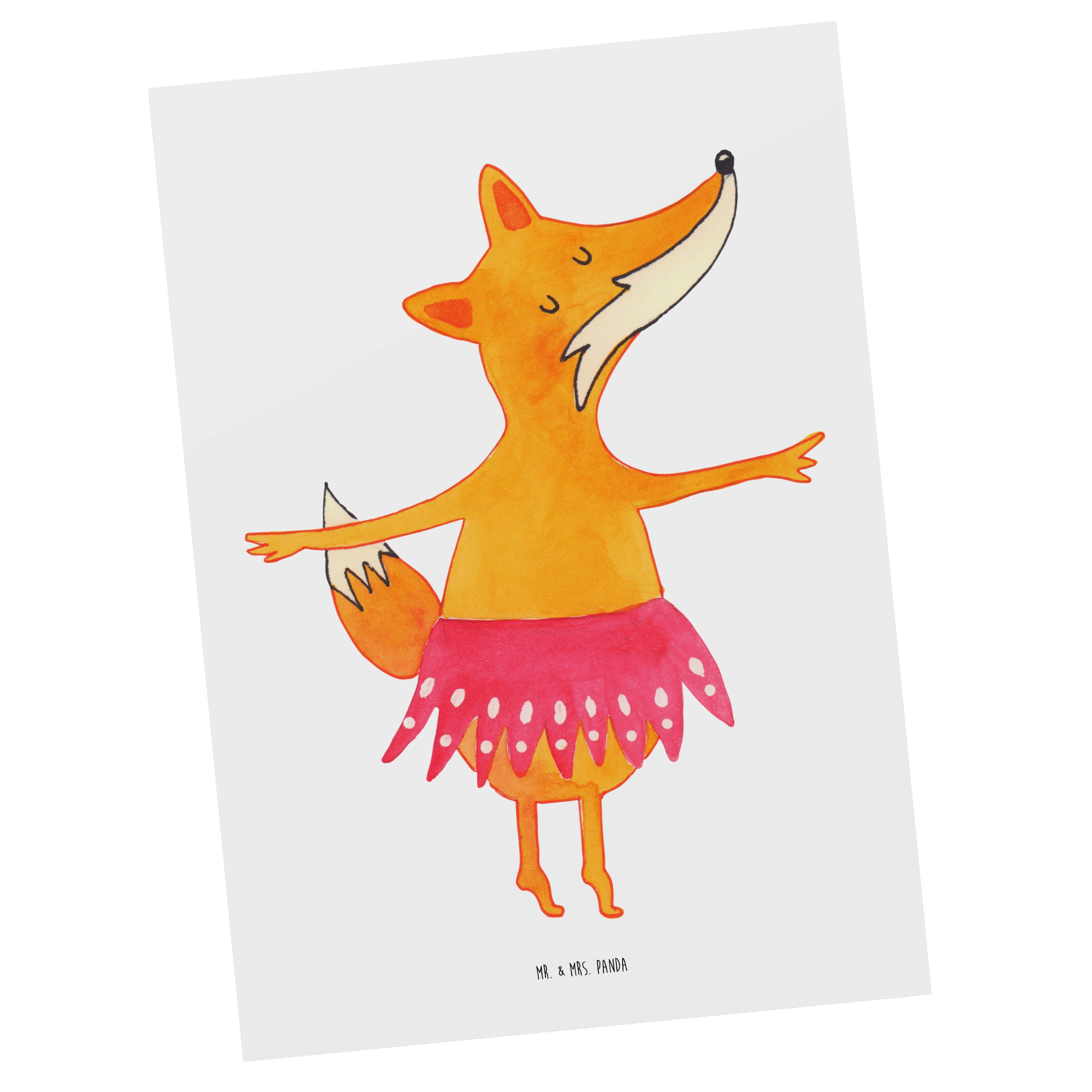 Mr. & Mrs. Panda Postkarte Fuchs Ballerina - Weiß - Geschenk, Geschenkkarte, Geburtstagskarte, D | Grußkarten