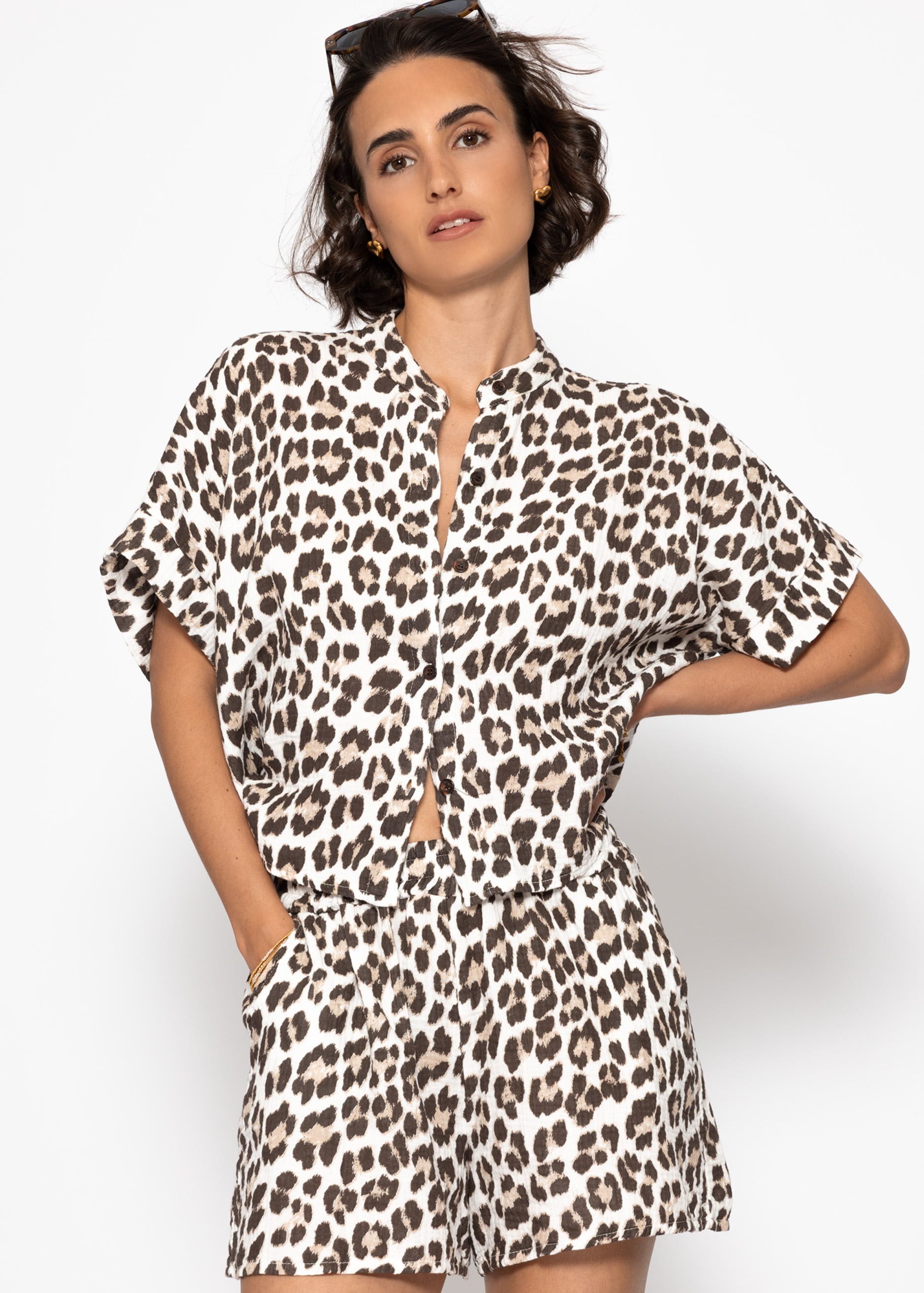 SASSYCLASSY Kurzarmbluse Oversize Musselin Bluse Damen günstig online kaufen