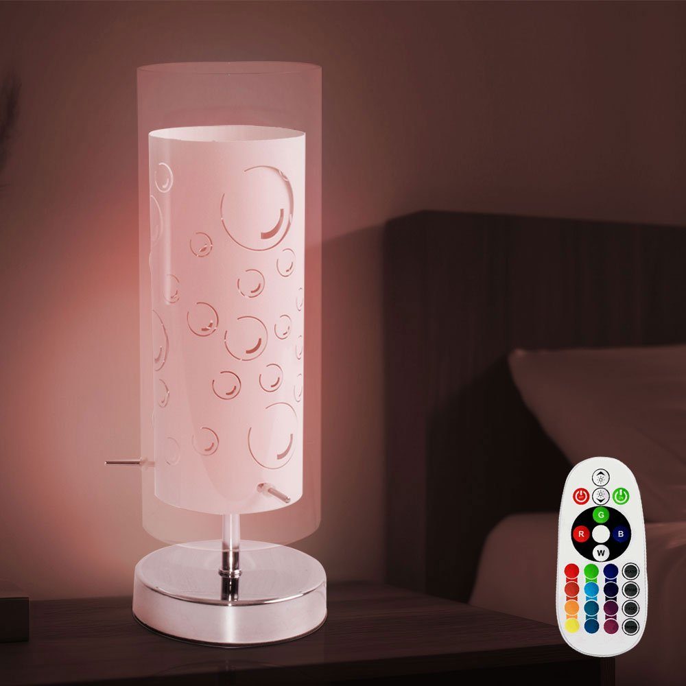etc-shop LED dimmbar LED Warmweiß, Tischleuchte, weiß inklusive, Tischleuchte RGB Nachttischleuchte Glas Farbwechsel, Fernbedienung Leuchtmittel