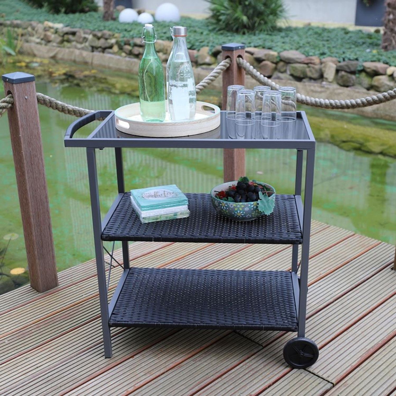 BURI Servierwagen Outdoor-Servierwagen mit 3 Etagen günstig online kaufen