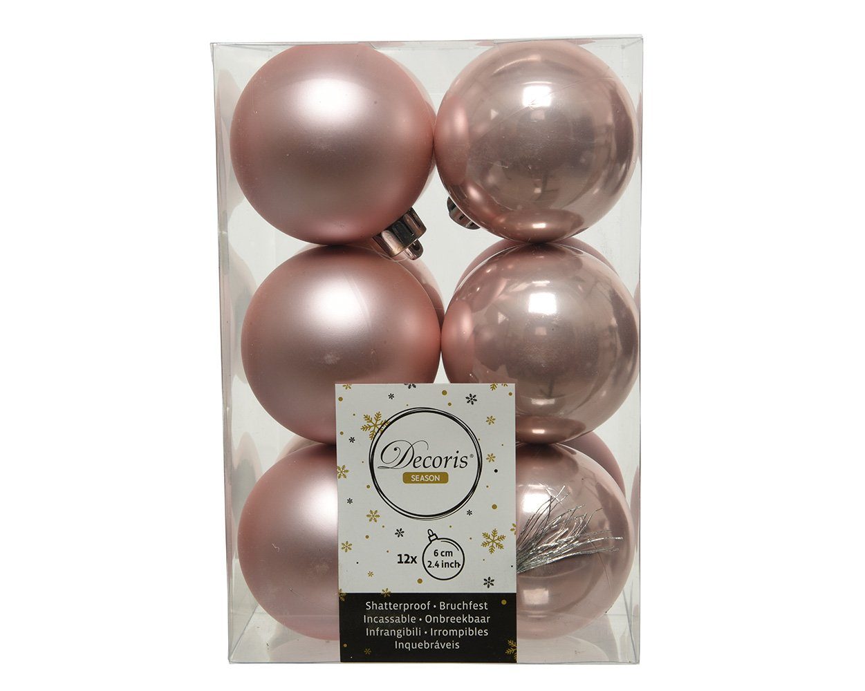 Kaemingk Weihnachtsbaumkugel, Weihnachtskugeln Kunststoff 6cm 12 Stück - Rosa