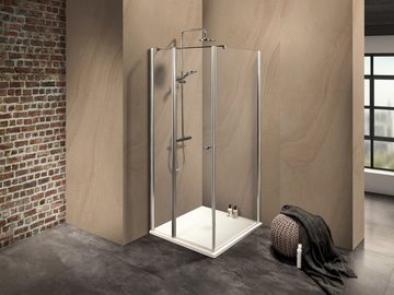 Dusbad Eckdusche Dusche Dusbad Vital 2 Drehtür an Festteil links + Duschwand rechts, BxT: 97x105 cm, ESG-Glas