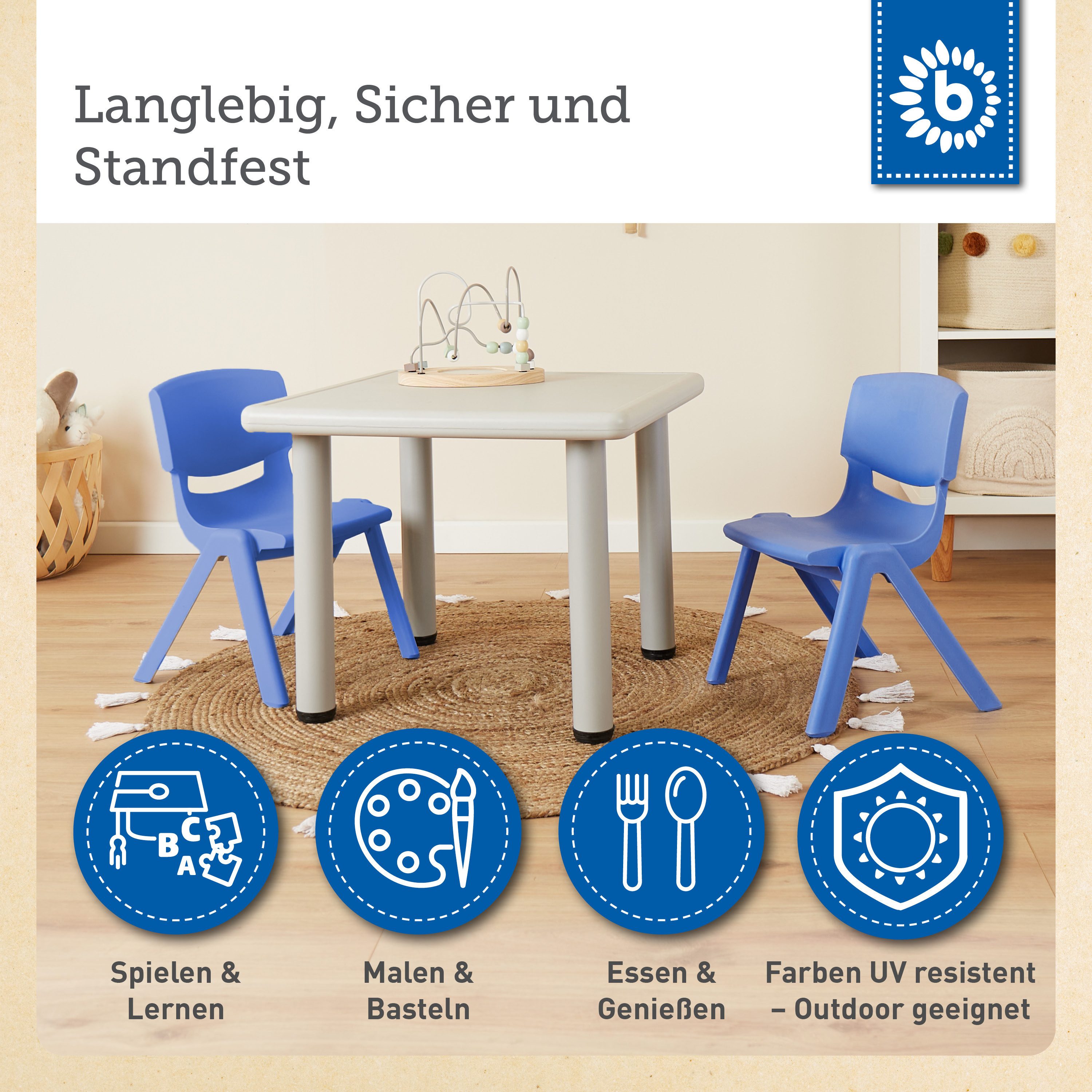 BIECO Stuhl Bieco Kinderstuhl bis 80 kg belastbar, stapelbar & kippsicher Stuhl – Bild 5 von 5