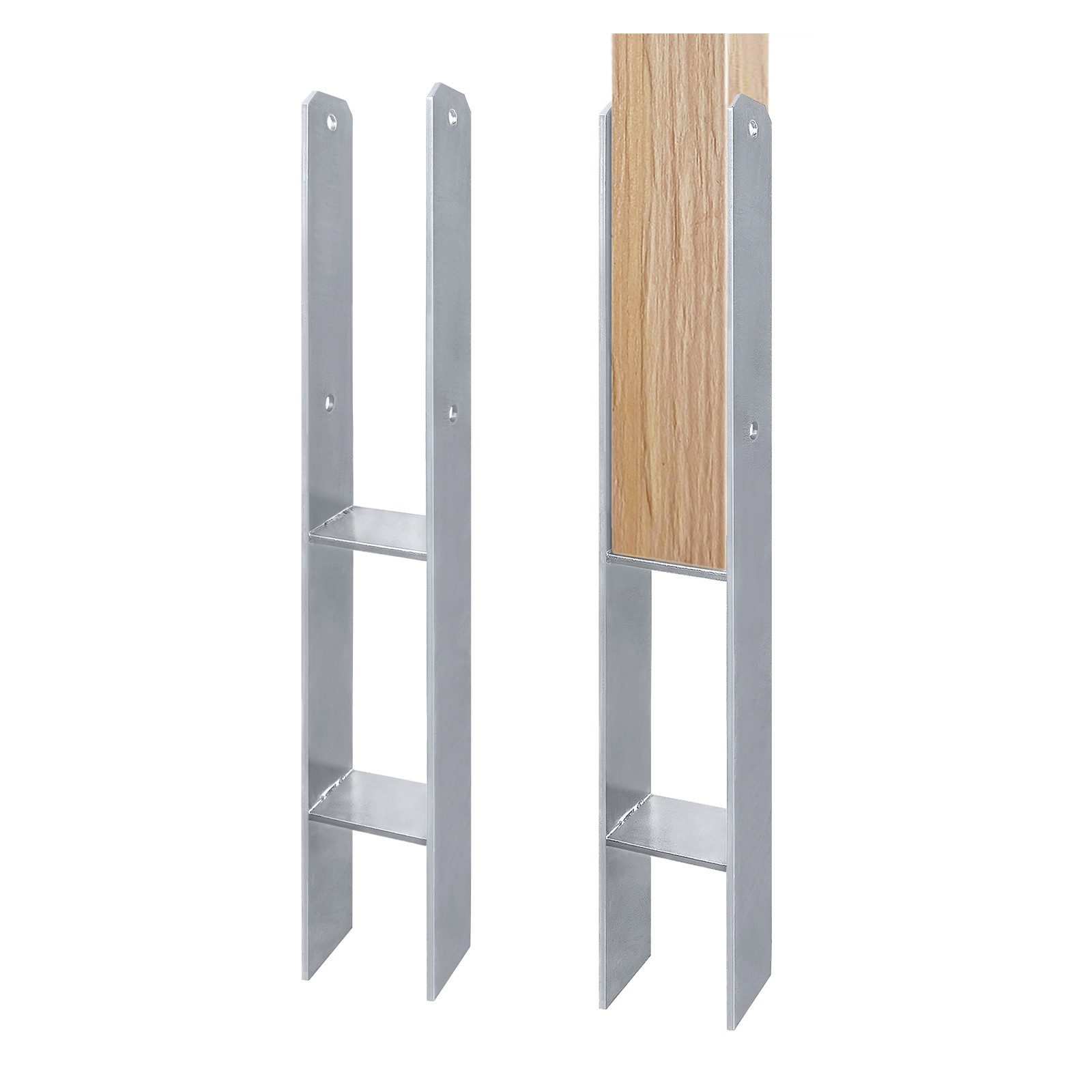 FIVMEN Pfostenträger H-Pfostenträger in Ausführung H-anker Stahlträger- 600 mm Länge, (2-St), H-Anker Pfostenanker Set