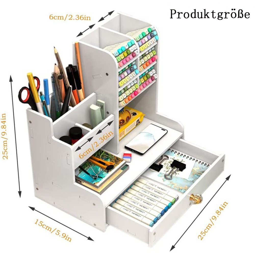 zggzerg Regal-Schreibtisch Weißer Schublade, mit Bleistifthalter Schreibtisch-Organizer PB17 DIY