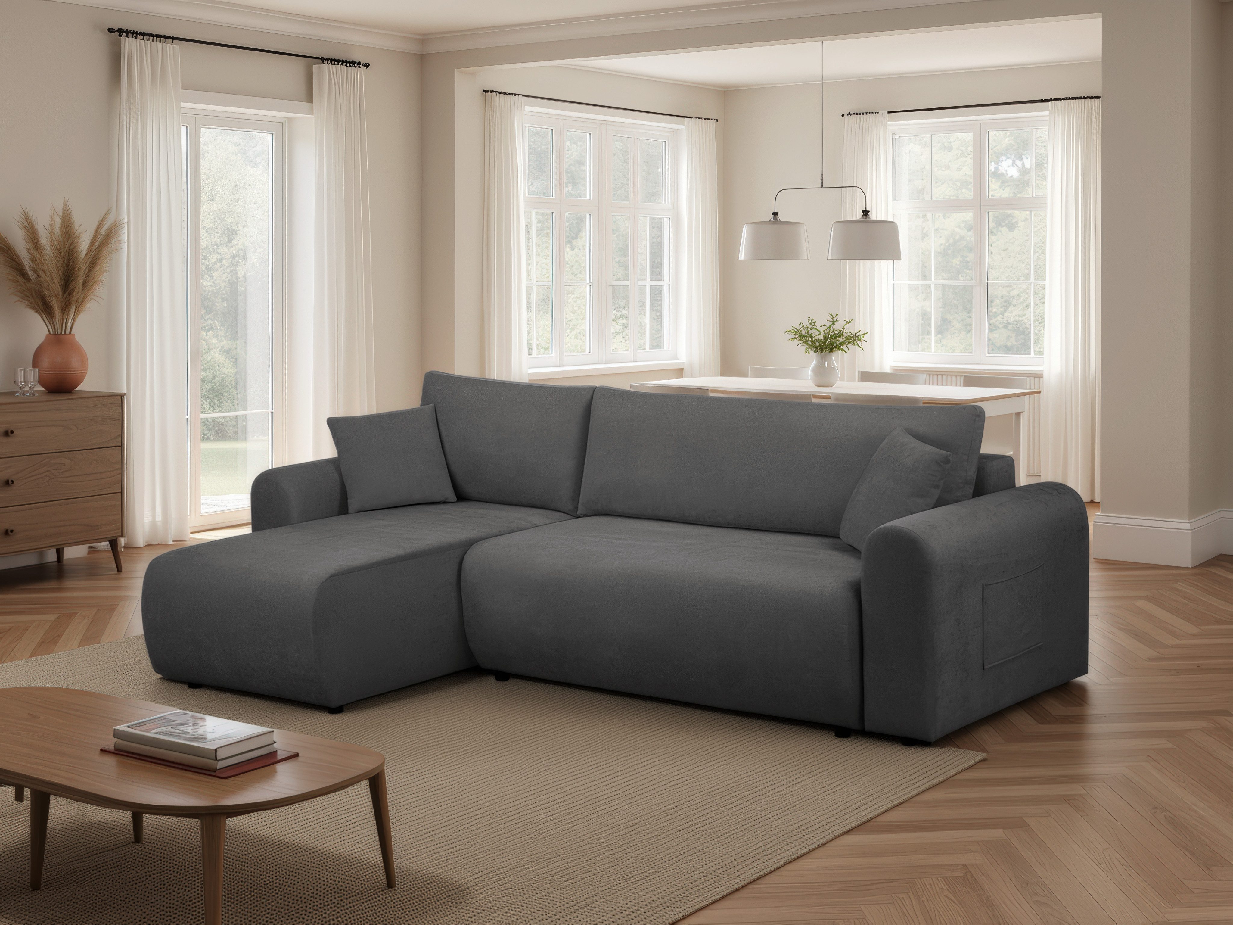 OTTO home Ecksofa JONAA L-Form, 241cm - OTTO. Verlässliche Qualität., Schlaffunktion(133/200), Bettkasten, Cord, Struktur, Unser Tiefpreis