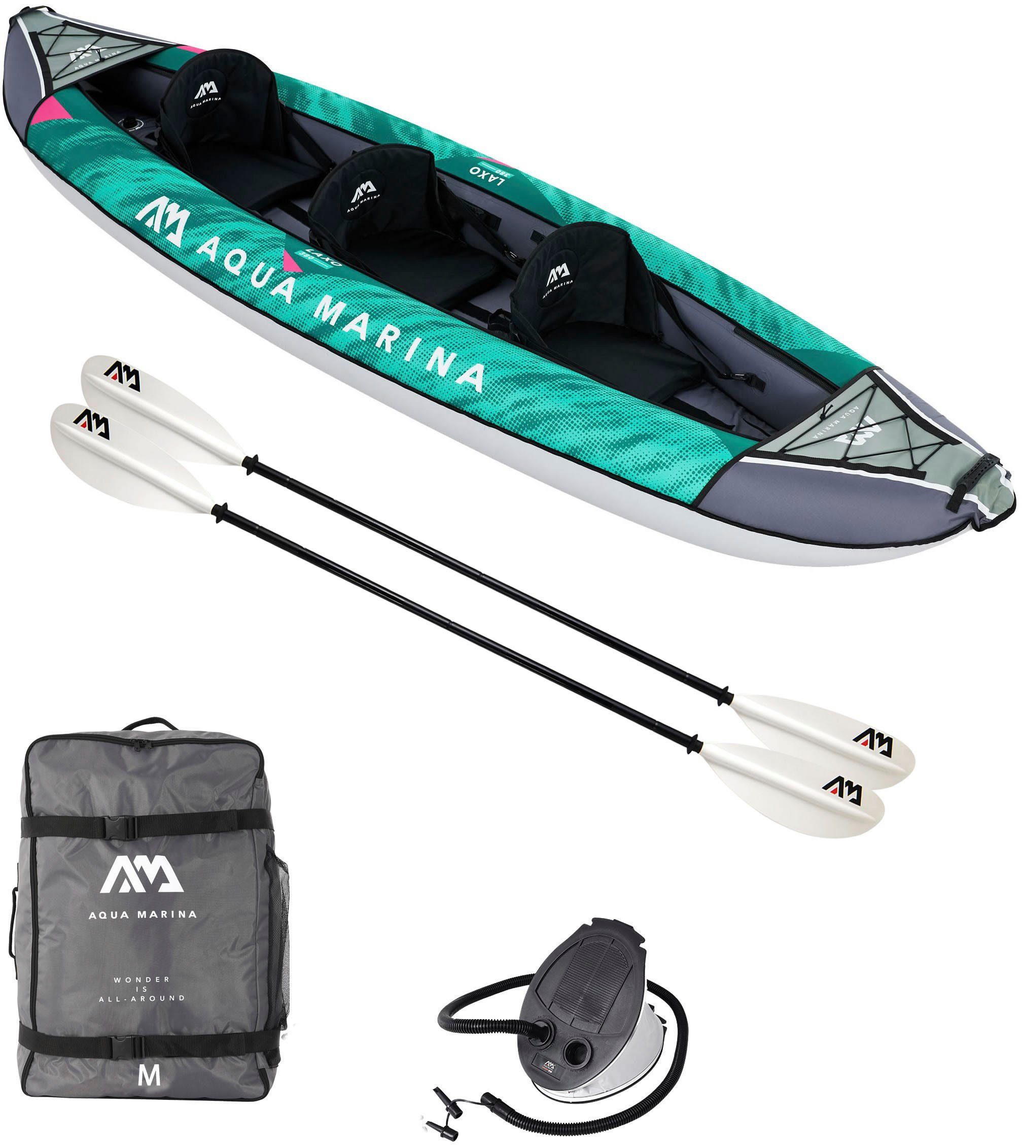 Aqua Marina Schlauchboot, (Set, 9-St., mit 2 Paddeln und Luftpumpe), Komplett Set mit Tragerucksack und Fußpumpe