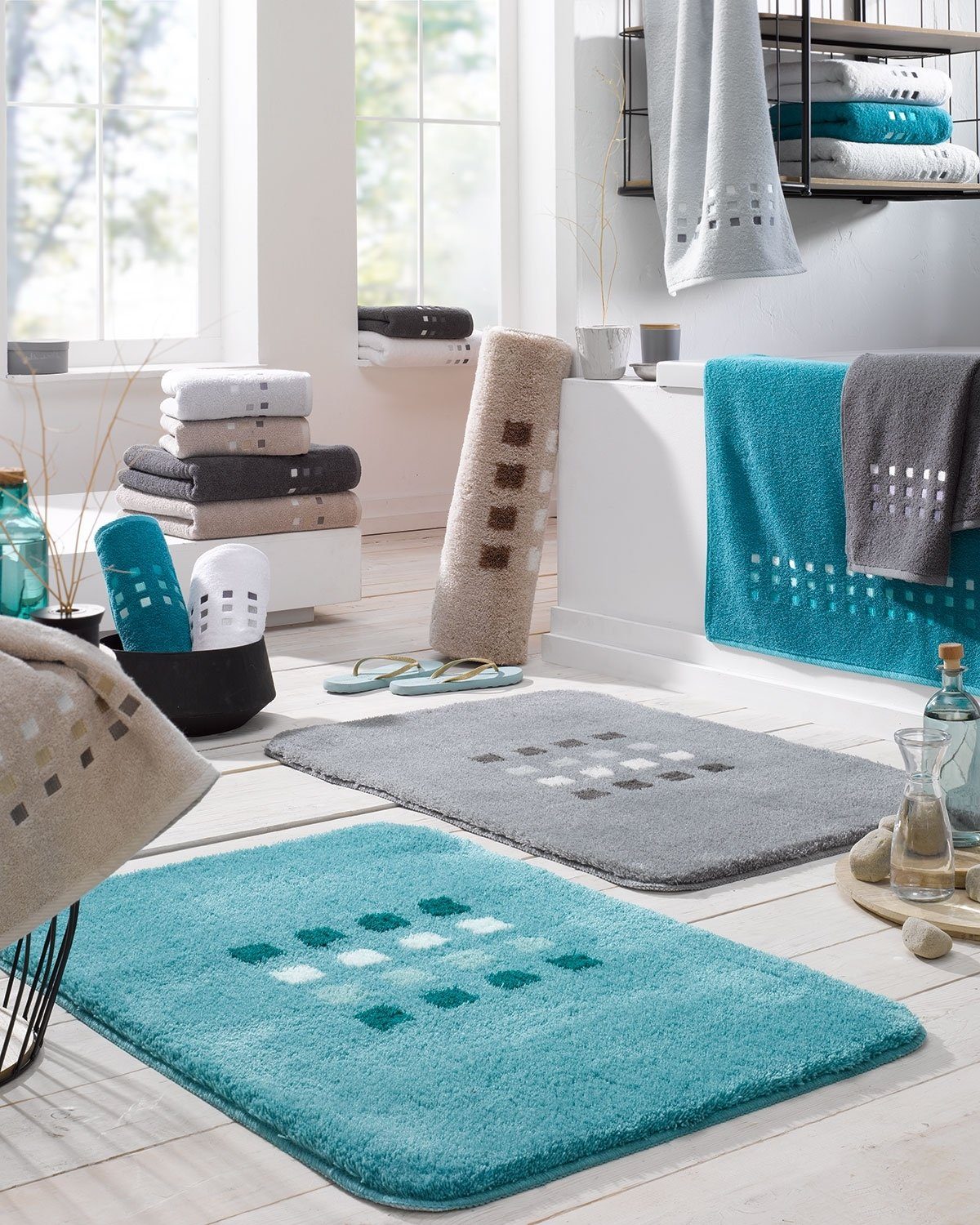 Badematte QUADRI, Anthrazit, 90 x 60 günstig online kaufen