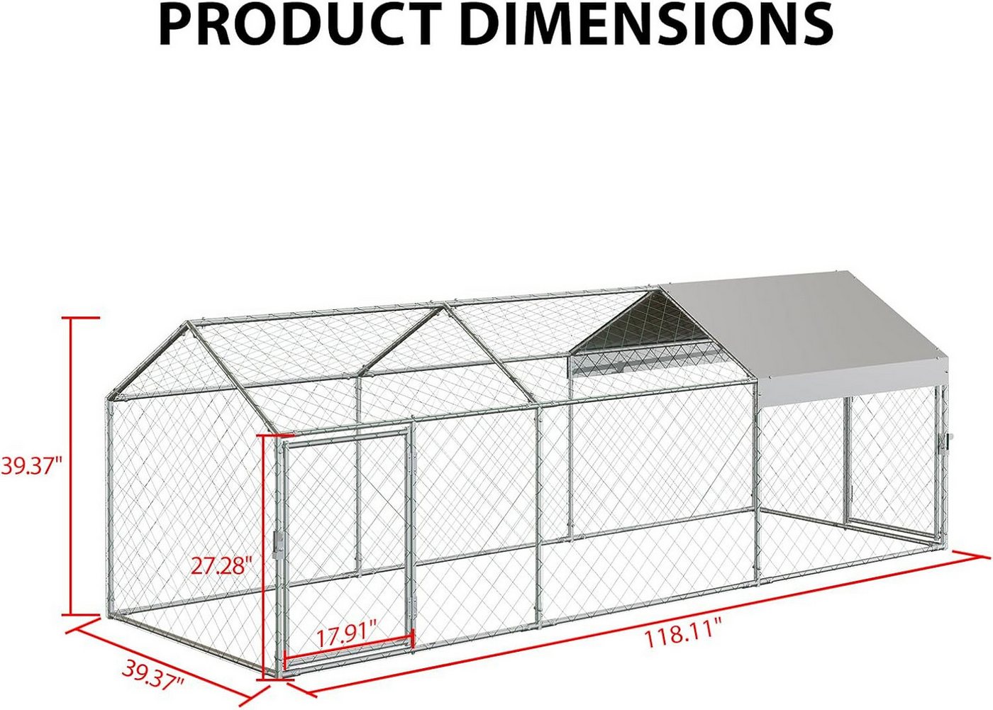 Thumbnail - GarveeMore Hühnerstall mit Schatten Dach,30x10x10m Metall Huhn laufen für Hof, Outdoor-Hühnerstall für Hinterhof Bauernh...