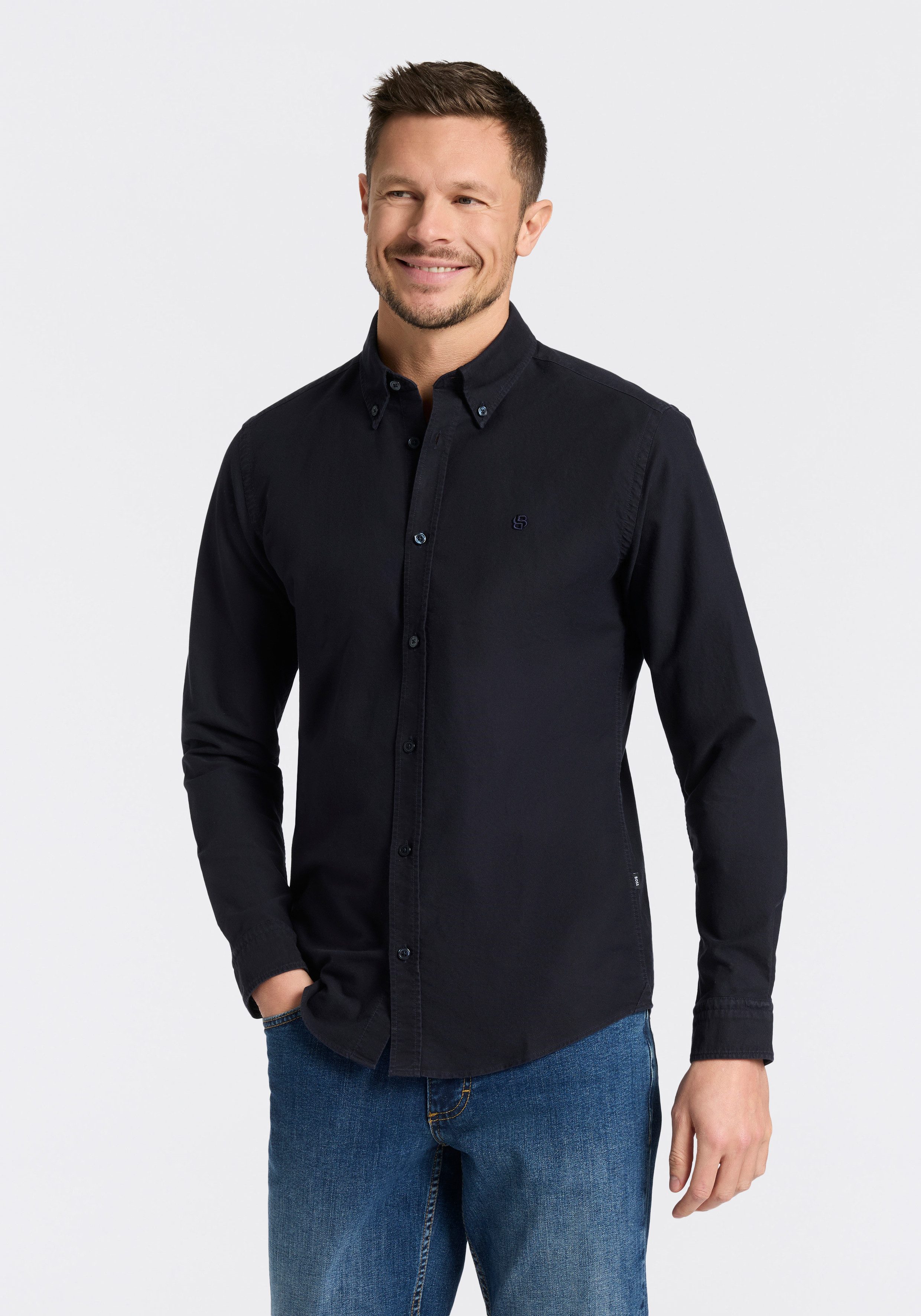 BOSS Businesshemd ROAN Langarm, Button-Down-Kragen, slim fit
