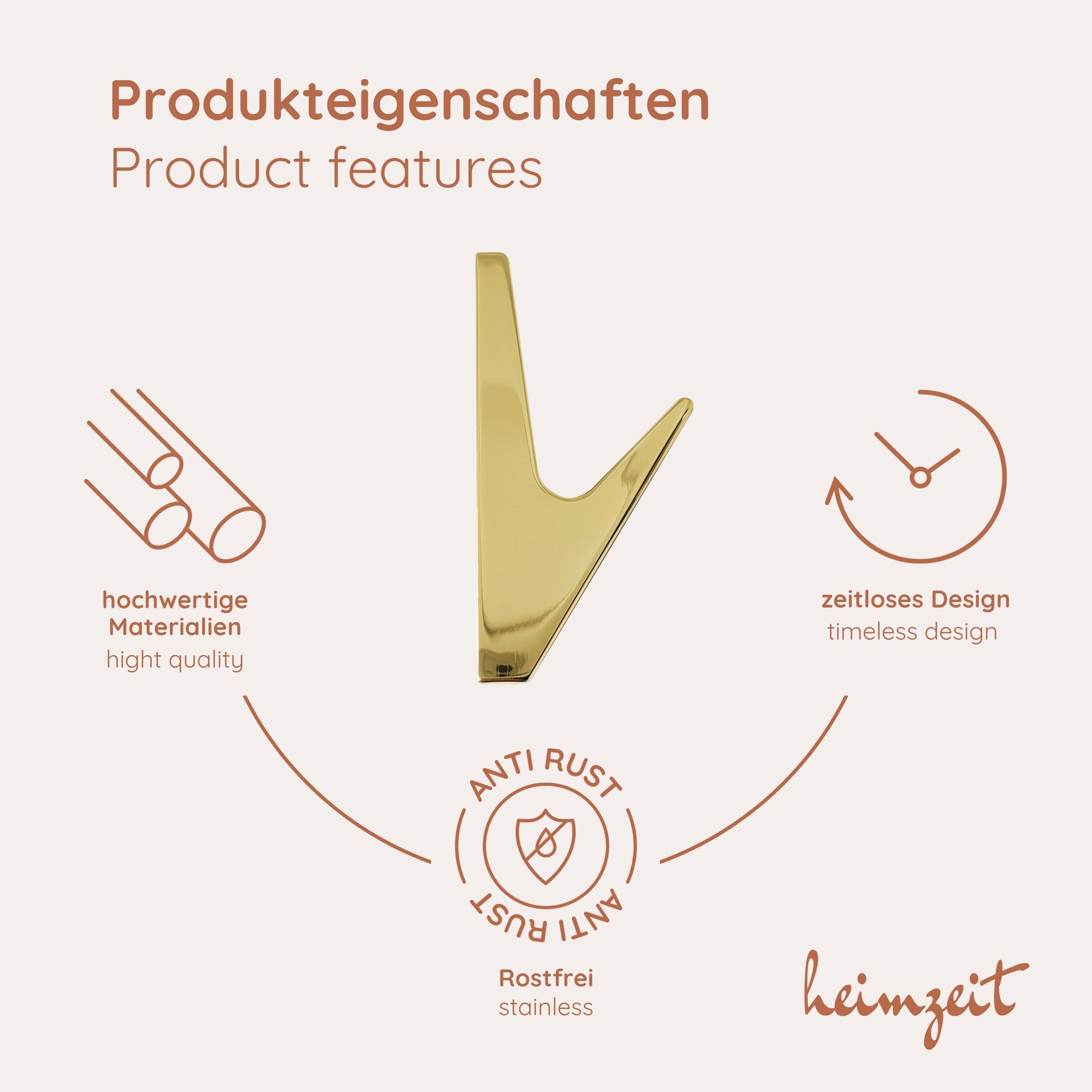 heimzeit Garderobenhaken heimzeit Kleiderhaken Volt - 4 Stück (Set, 4 St), Wandhaken für Garderobe, Jacke, Handtuch, Rucksack und Kleidung