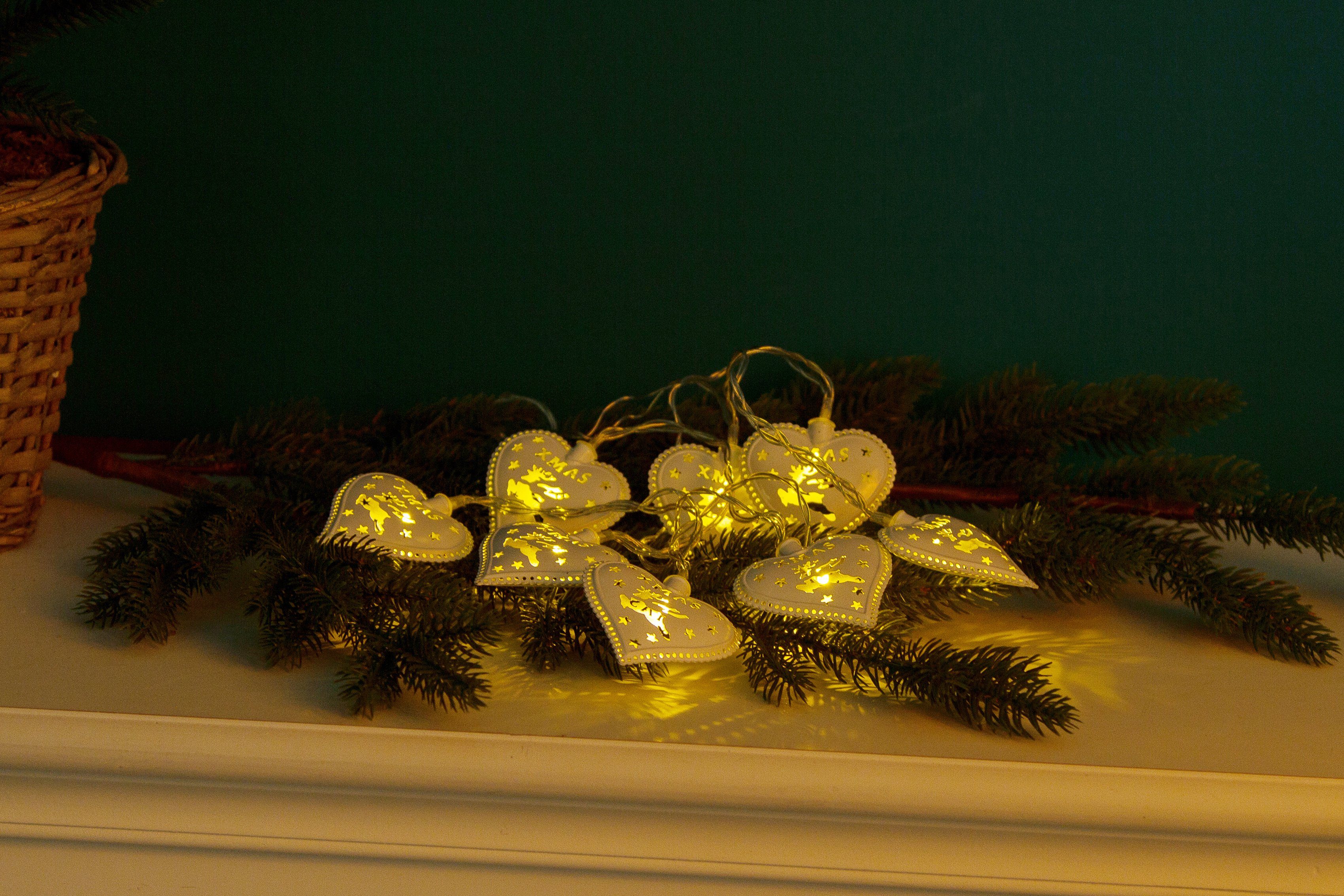 Länge mit 10 Accessoires 180 und ca. LEDs, mit Weihnachtsdeko, Myflair Rentiermotiv, LED-Lichterkette & Möbel cm Herzen