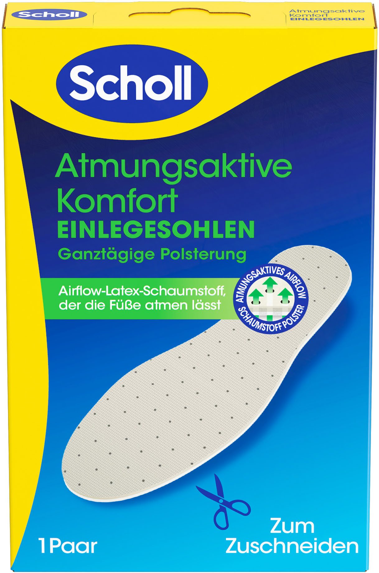 Scholl Einlegesohlen atmungsaktive Einlegesohlen, (Packung, extra dünn, 1 Paar)