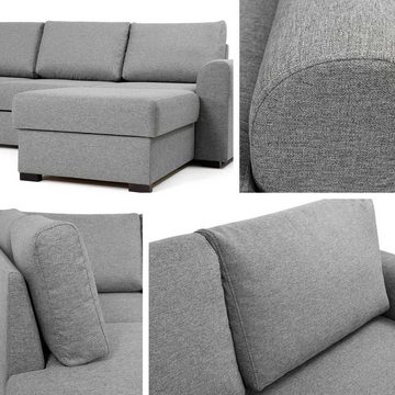 MIRJAN24 Wohnlandschaft Wilma Large, mit zwei Bettkasten und Schlaffunktion, Polsterecke, Ecksofa, 7 Kissen im Set mit Reißverschluss