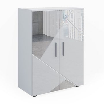 Vicco Kommode Spiegelbadschrank Badezimmermöbel Irma 60x81 cm Weiß Hochglanz