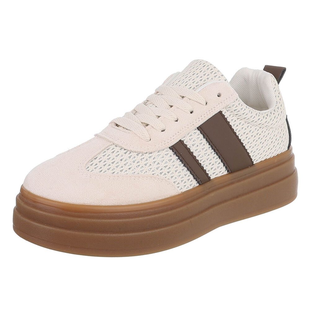 Ital-Design Modischer Sneaker mit atmungsaktivem Obermaterial für Damen Sneaker (91409120) Keilabsatz/Wedge Sneakers Low in Beige