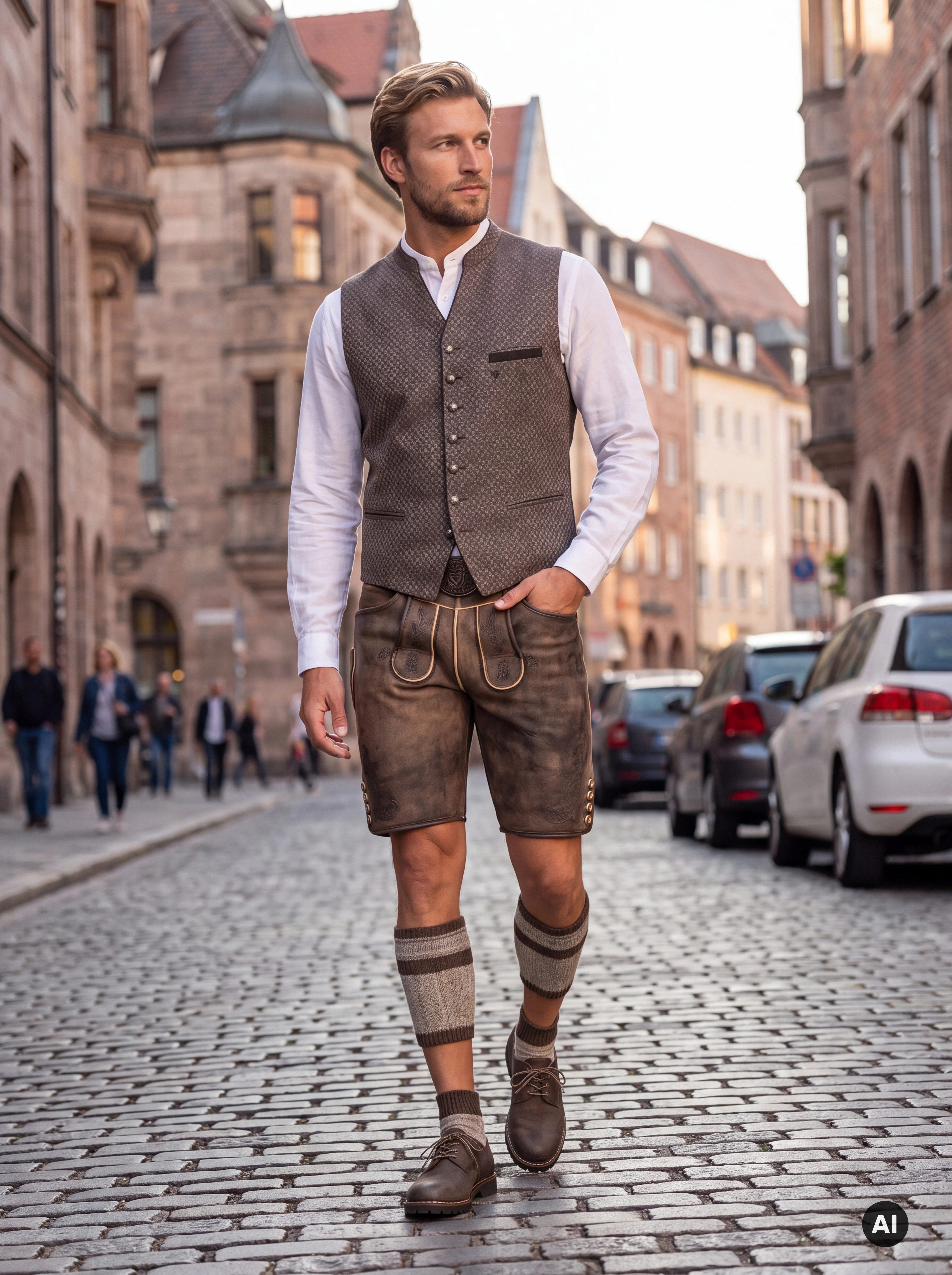 KRÜGER BUAM Trachtenweste Bertin Gilet Weste mit Geweihmuster, Stehkragen und Metallknöpfen – Bild 5 von 5