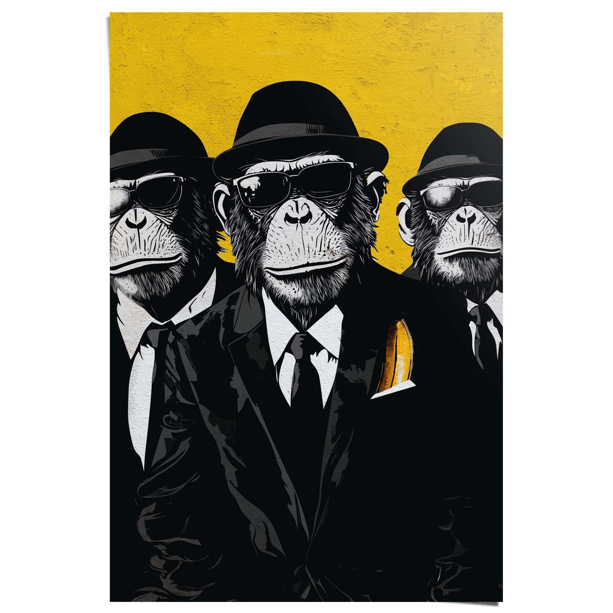 Reinders! Poster Gangster Brothers, Teenager Zimmer - Schwarz - 150 gr. Papier - Tiere - 61x91,5 cm