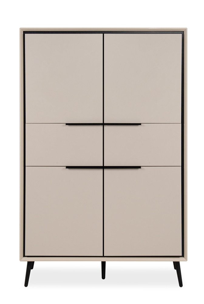 Finori Vitrine Highboard Kommode Arona, sand / schwarz