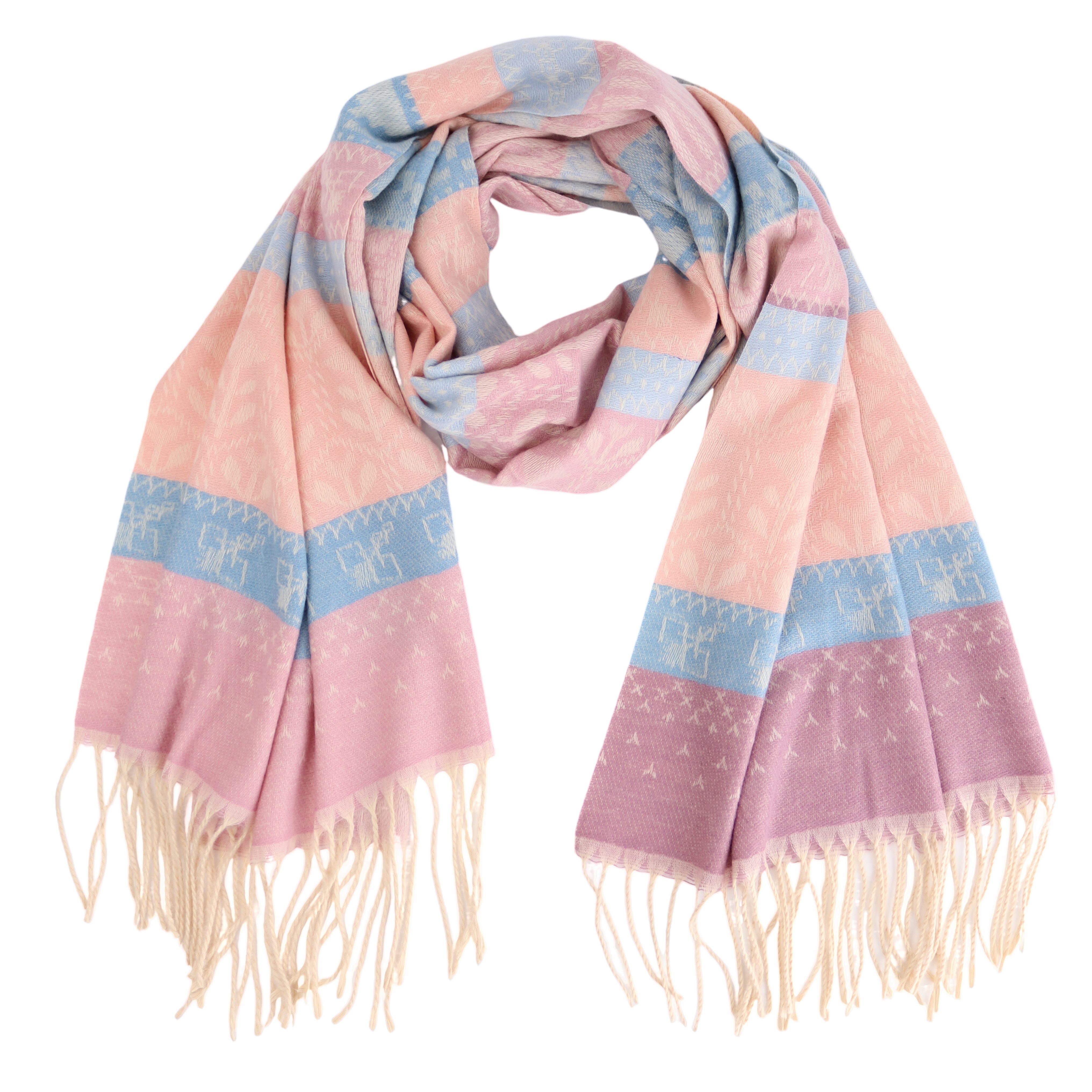 Modeschal weicher und warmer Schal Boho Style mit Fransen, 70x180cm