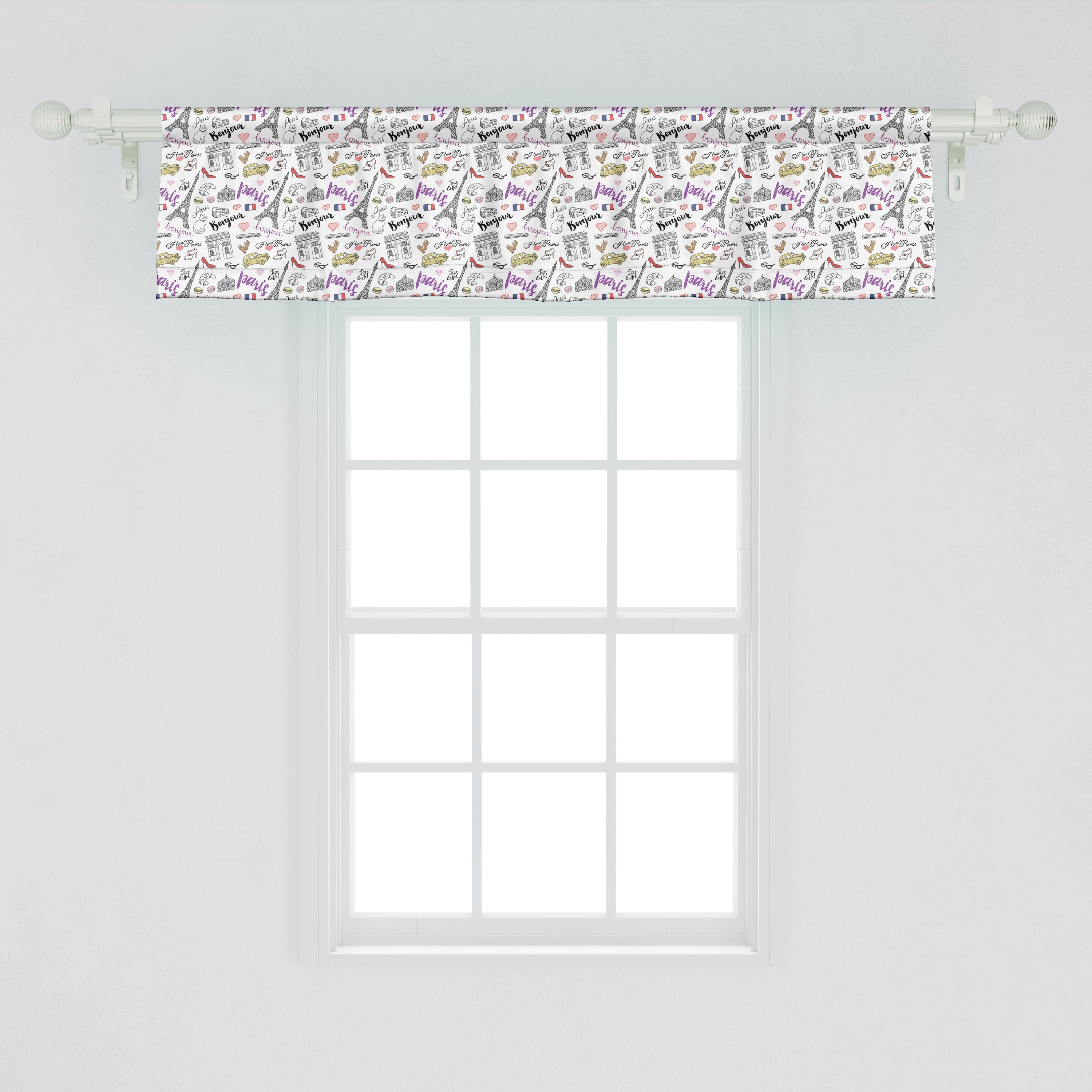 Scheibengardine Vorhang Volant für Liebe Dekor Küche Abakuhaus, Stangentasche, Microfaser, Paris Mode mit Lebensmittel Schlafzimmer