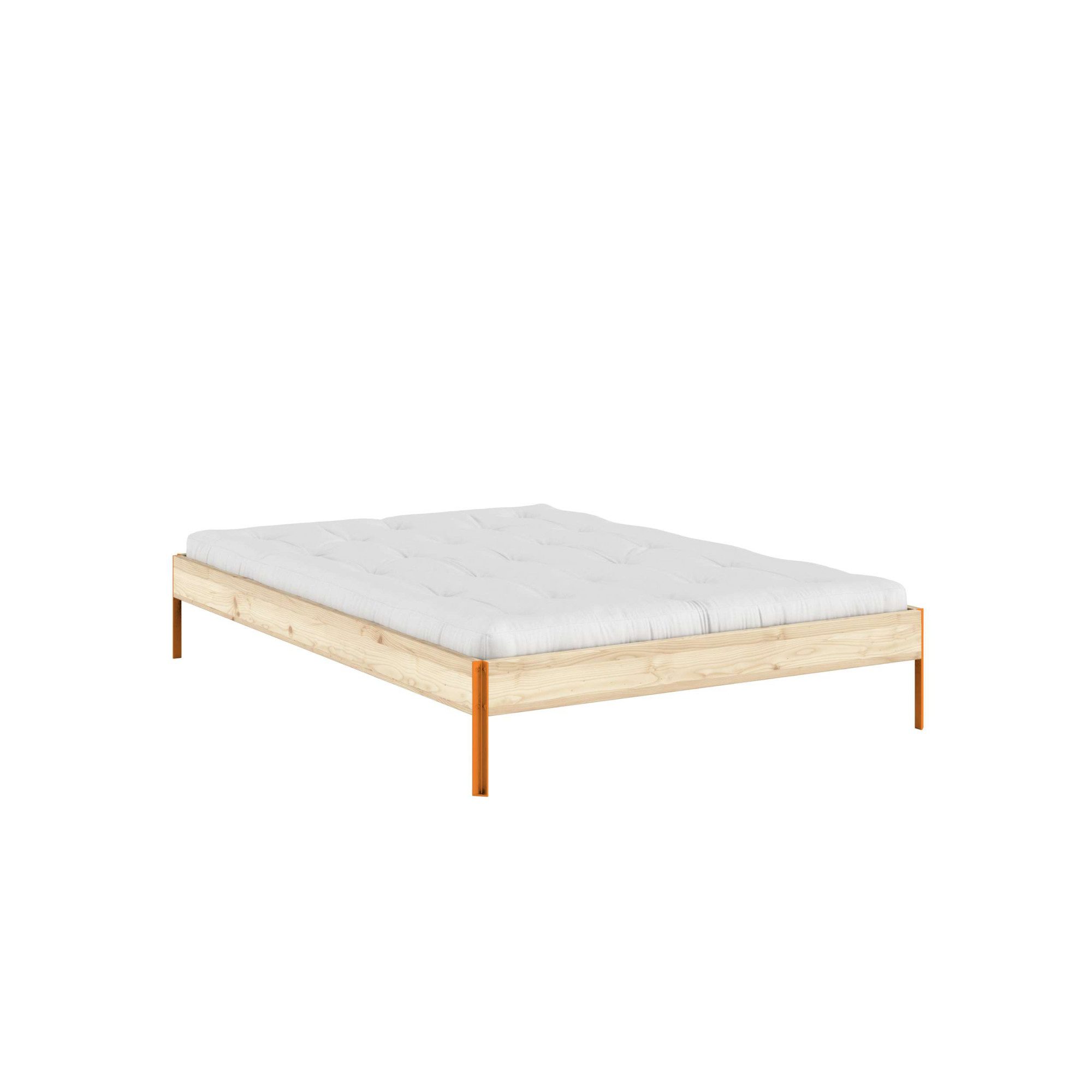 Karup Design Bettgestell CORE BED Bodenbett, Holzrahmen, Futonbett, Jugendbett, Holzbett, Massivholzbett mit Lattenrost, Kiefer massiv, Doppelbett ohne Kopfteil