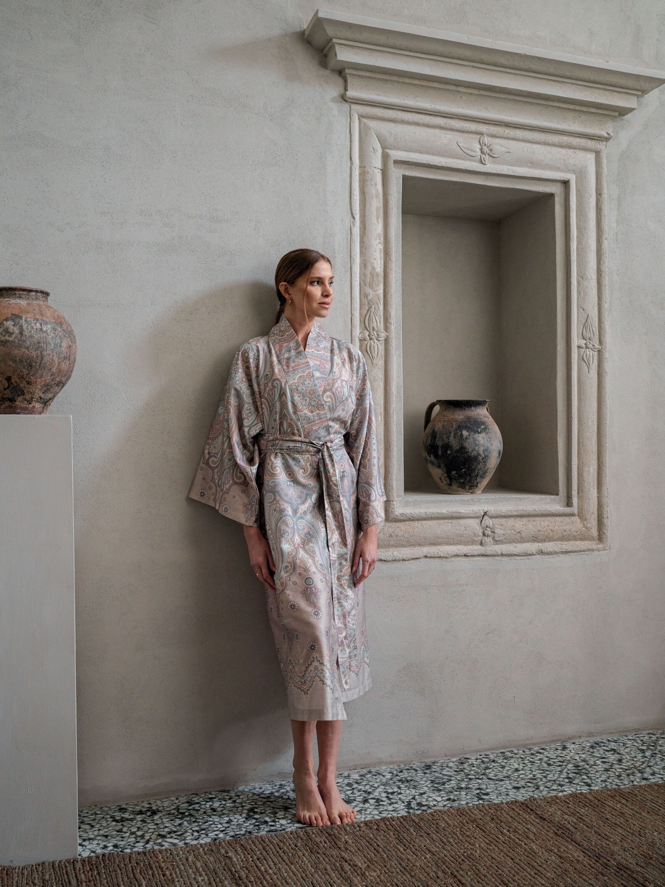 Bassetti Kimono ISOLABELLA, midi, Baumwolle, Gürtel, aus Baumwollsatin mit günstig online kaufen