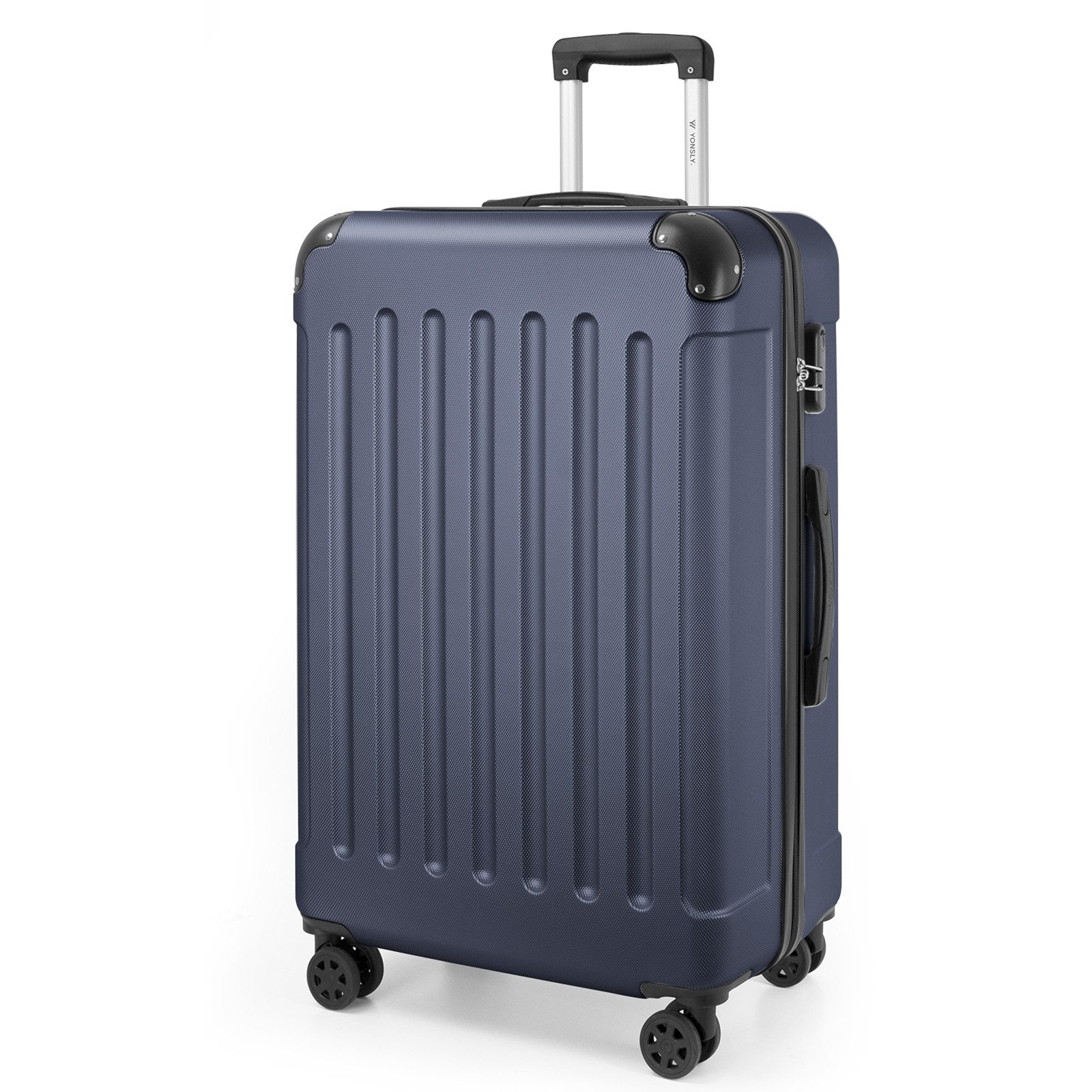 YONSLY Hartschalen-Trolley Hartschalen-Reisekoffer Trolley Rollkoffer in S/M/L/XL Größen, 4 Rollen, mit 360°-Lenkrollen, Zahlenschloss und mehrstufigem Teleskopgriff