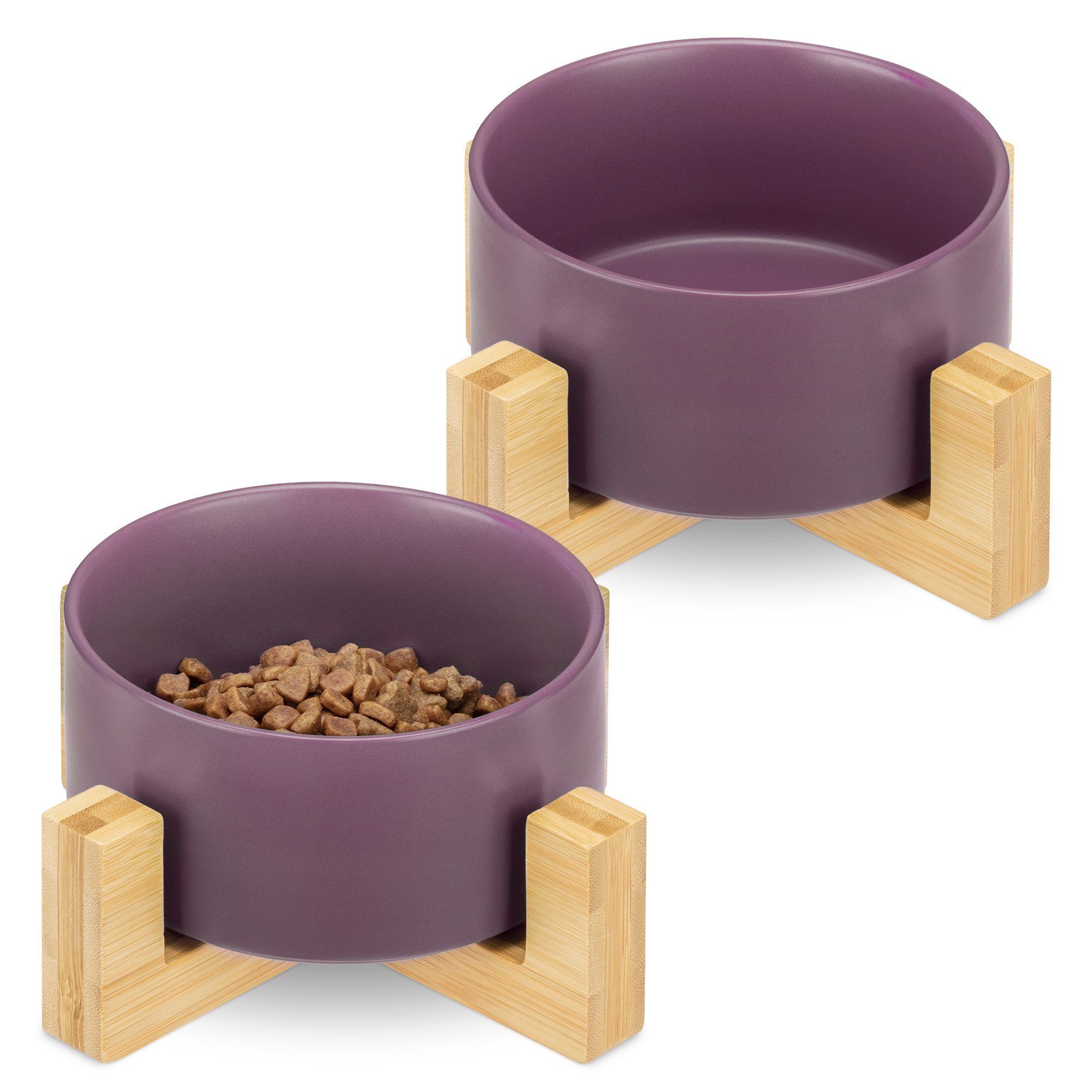 Napf Futternapf Set Katze mit Bambus Halter - Futterstation