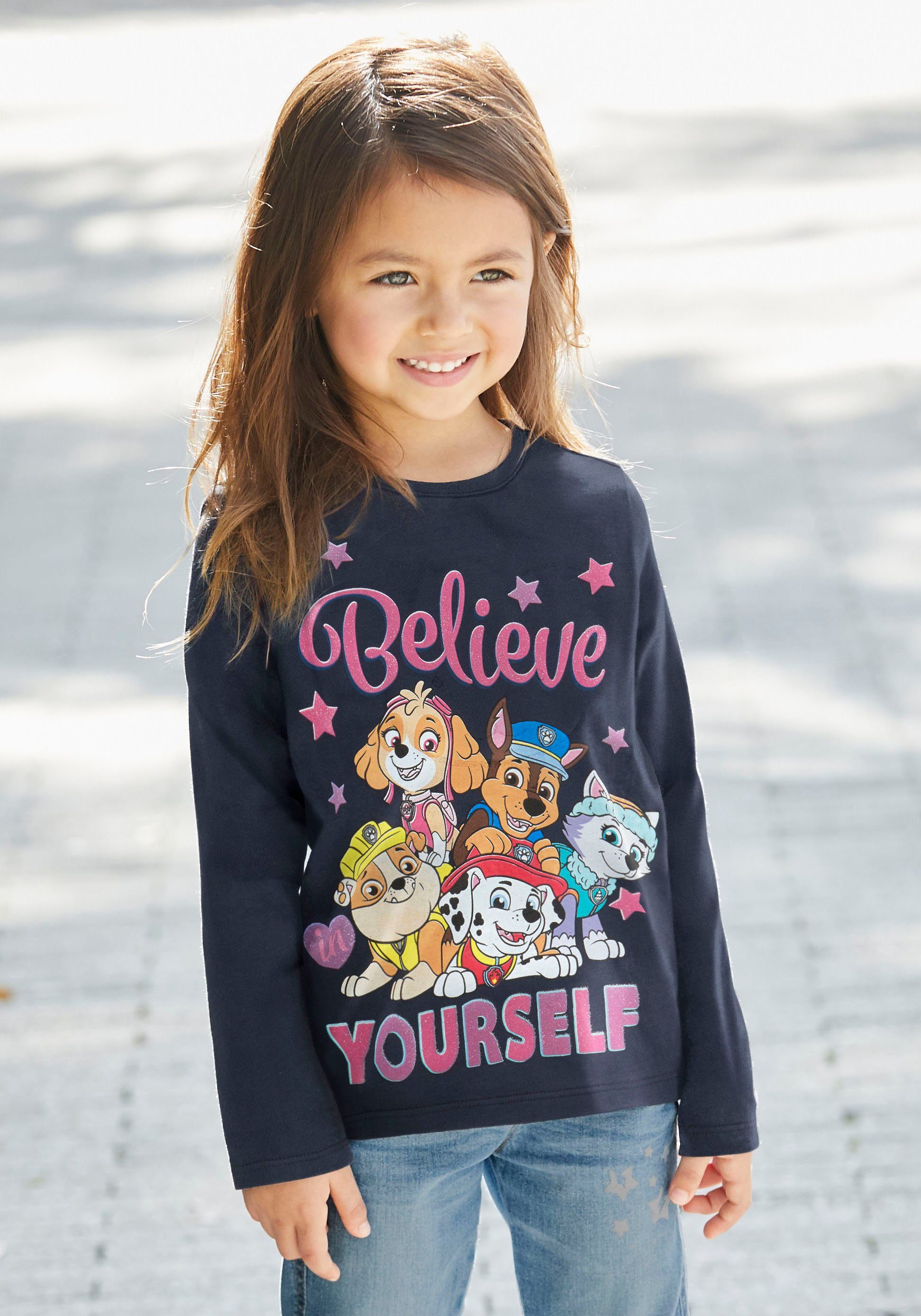 PAW PATROL Langarmshirt Schriftzug mit PAW PATROL Team – Bild 5 von 5