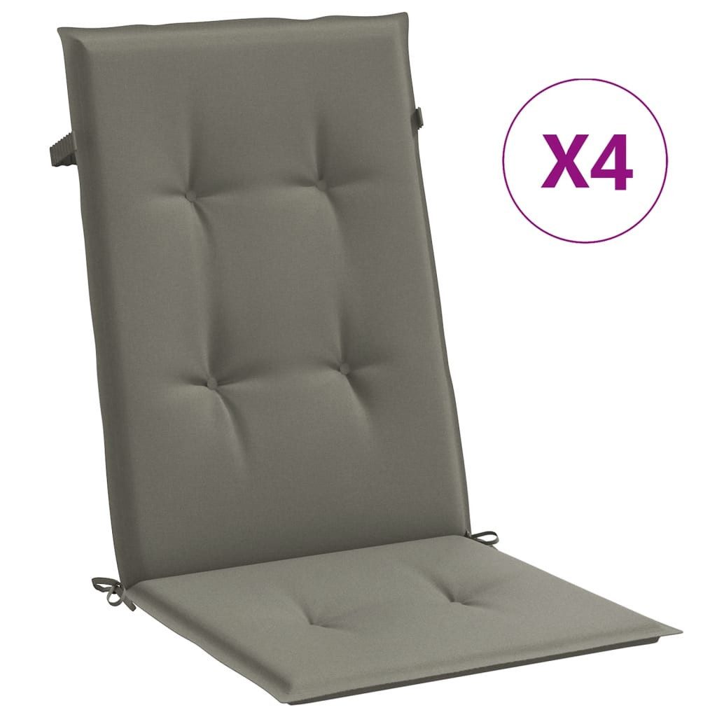 vidaXL Sitzauflage Hochlehner-Auflagen 4 Stk. Melange Dunkelgrau 120x50x4 cm Stoff, (4 St)