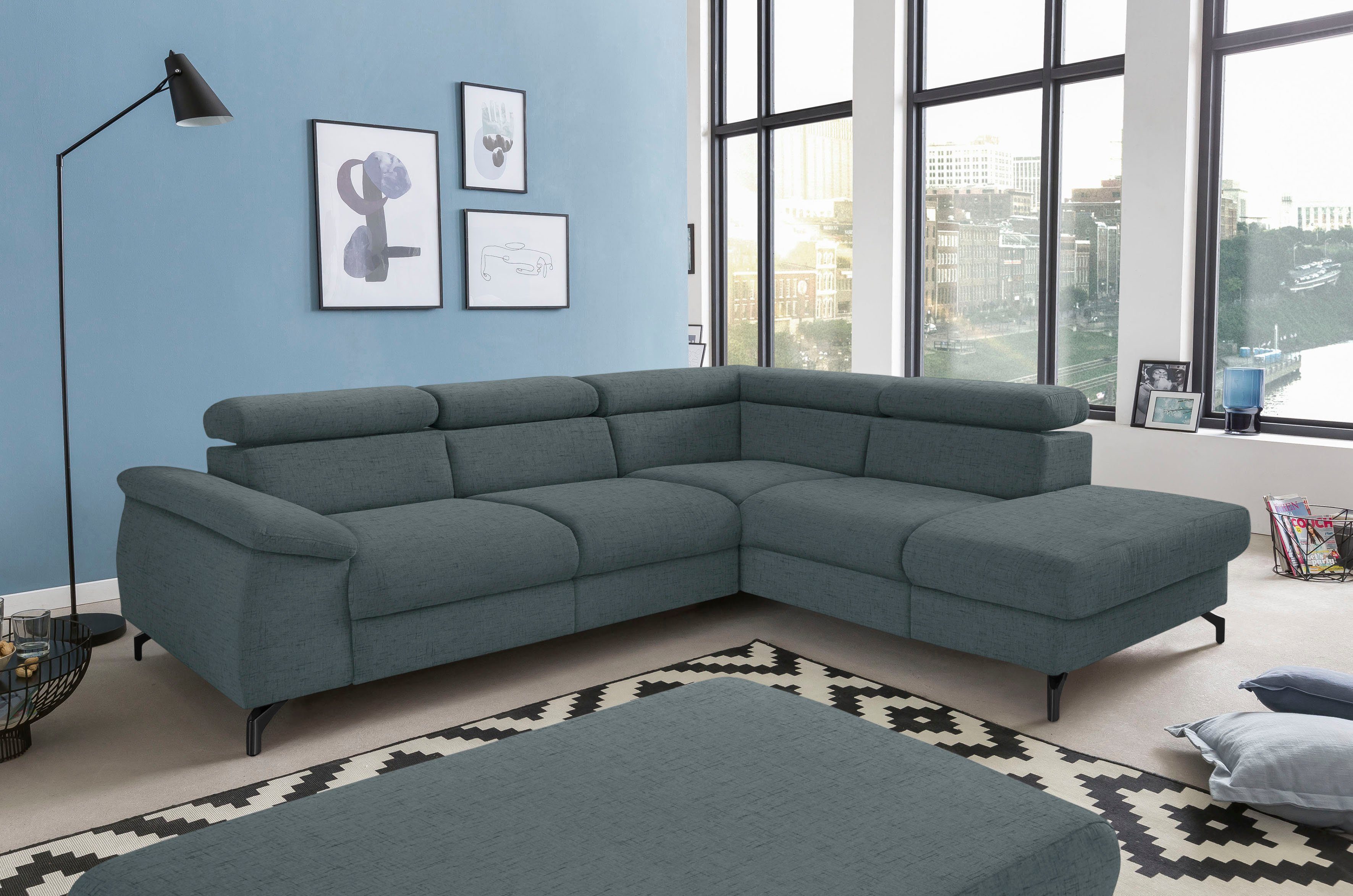 COTTA Ecksofa Komaris L-Form, mit Kopfteilverstellung, günstig online kaufen