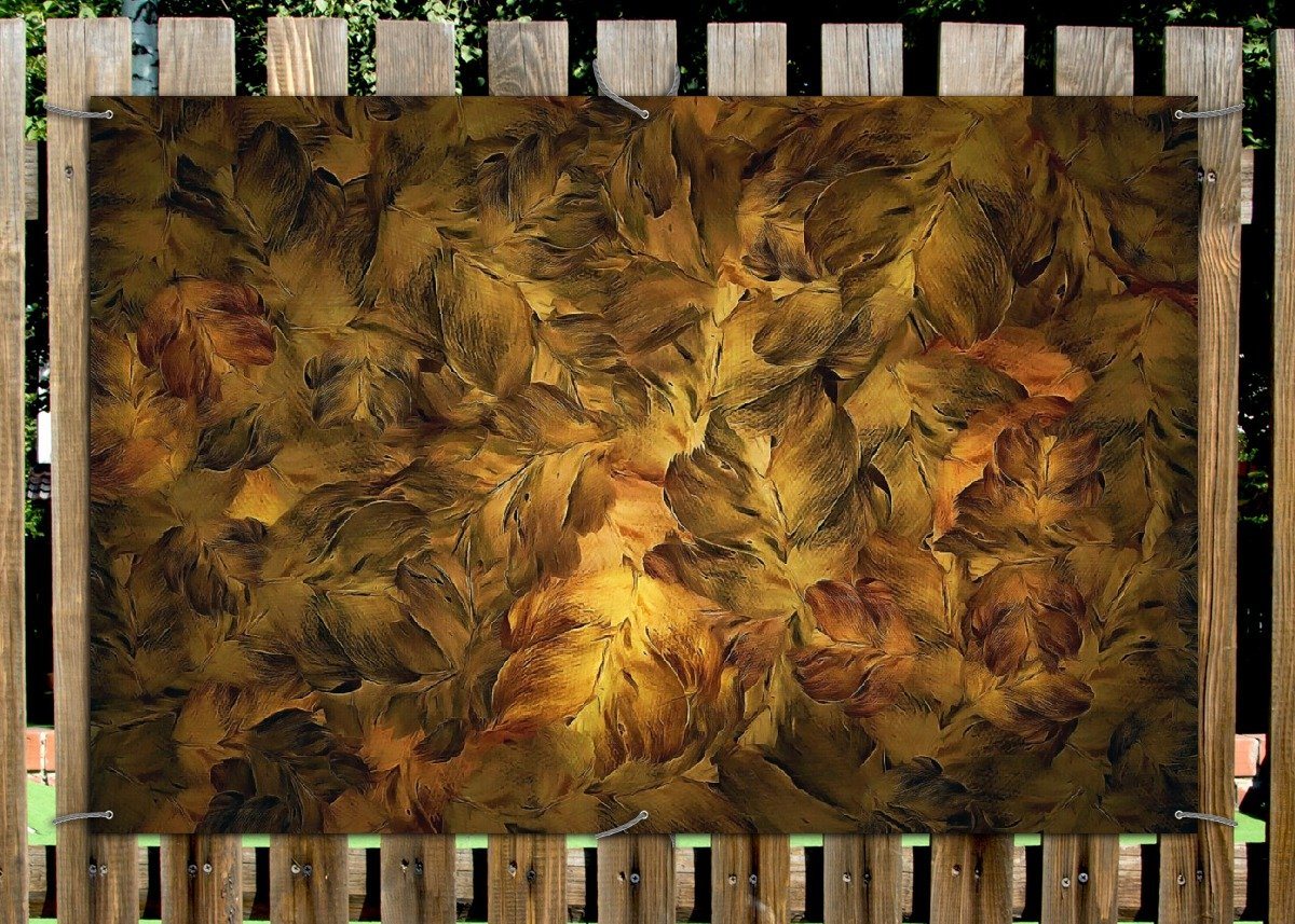 Thumbnail - Wallario Sichtschutzzaunmatten Goldene Blätter in Ölfarben