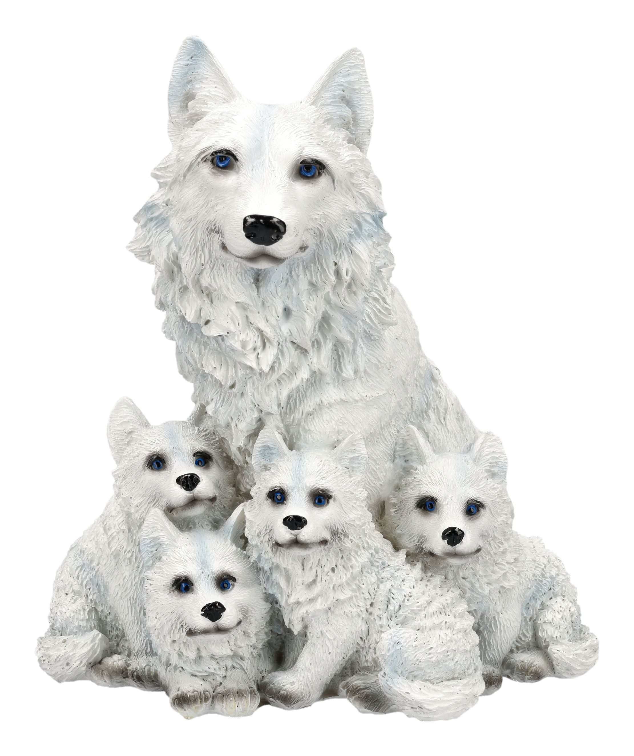 Figuren Shop GmbH Tierfigur Wolfsfigur – Wolf Mutter mit Welpen Statue Tier günstig online kaufen