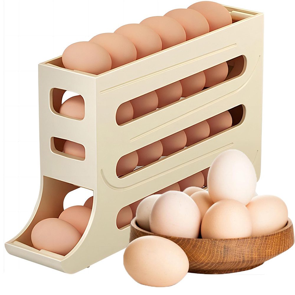 Eierkorb Eierhalter für Kühlschrank,4-Tier Automatische Eierspender für 30 Eier