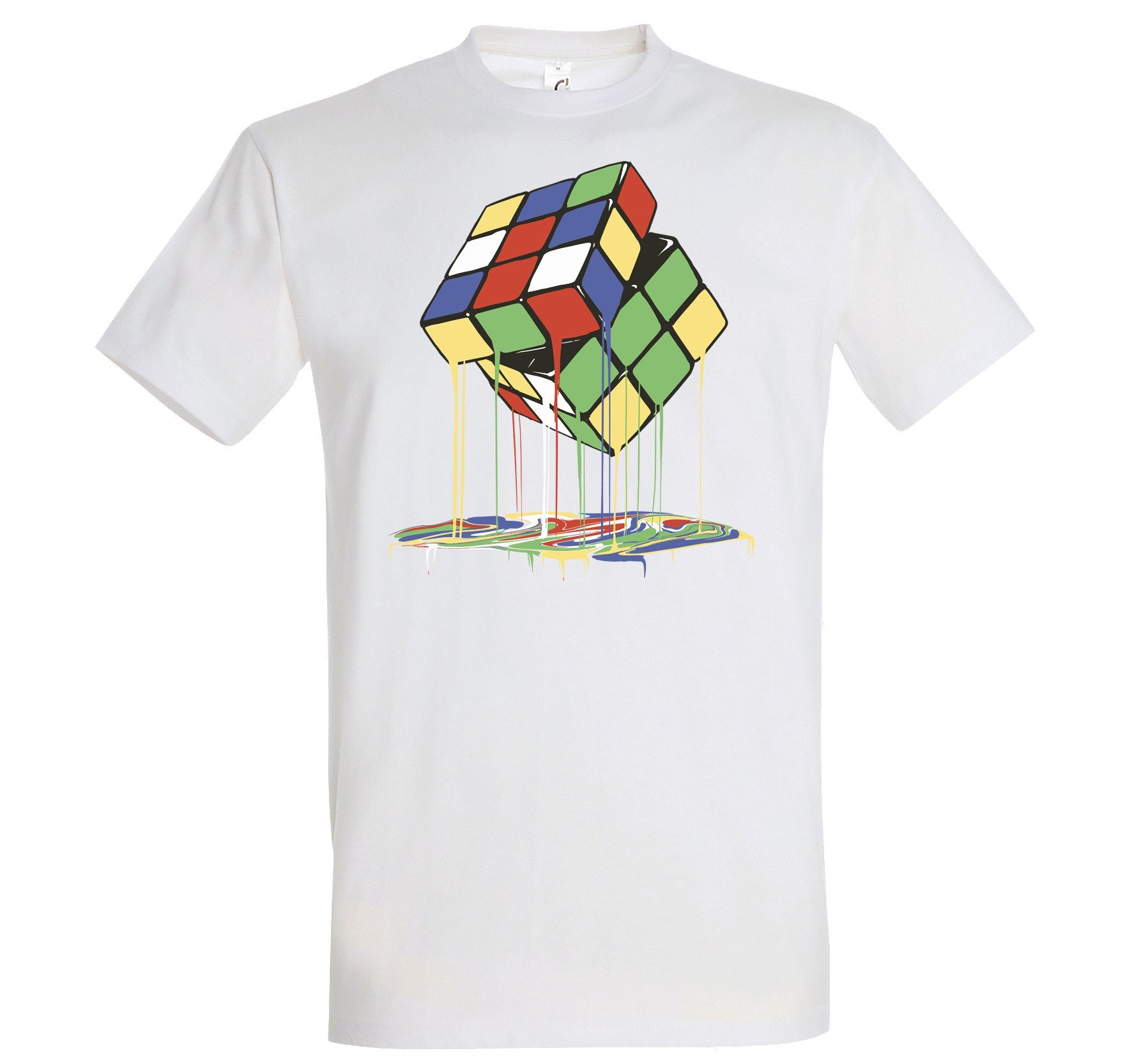 Youth Designz T-Shirt Magic Cube Melting Herren Shirt mit Trendigem Frontdruck Weiss