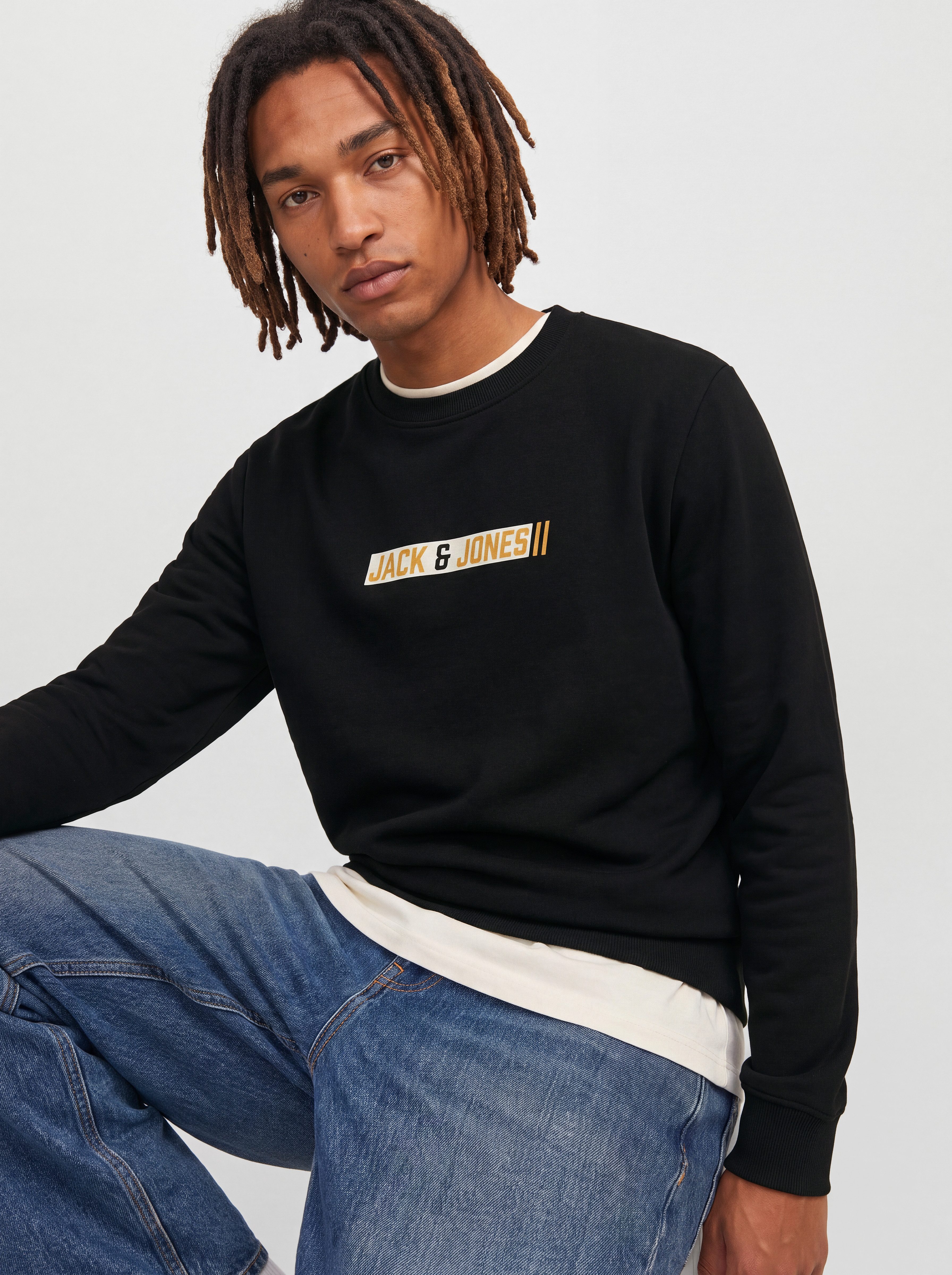 Jack & Jones Sweatshirt JJMUNK SWEAT CREW NECK Materialmix, normal geschnitten – Bild 3 von 5