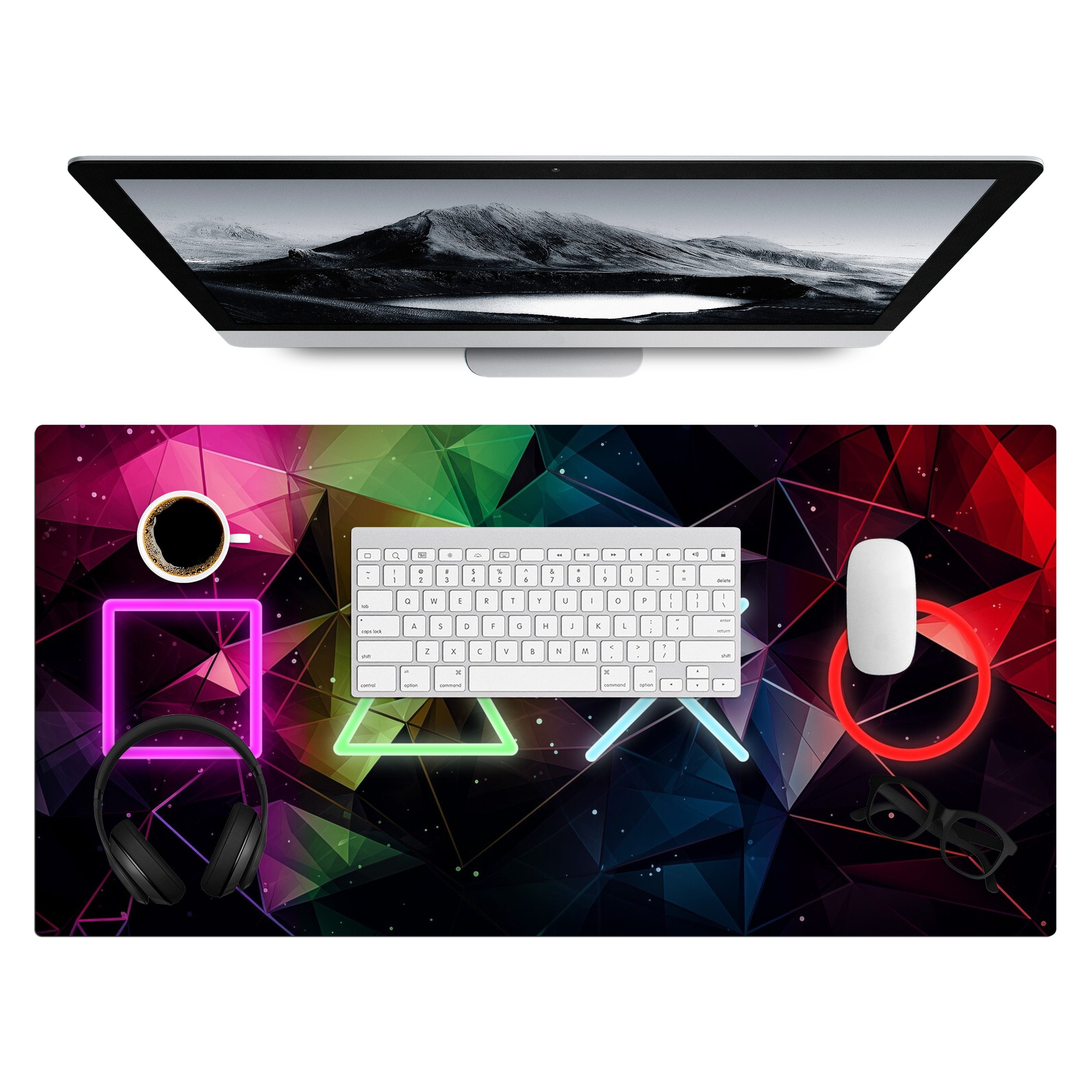 MuchoWow Gaming Mauspad Neon - Gaming (1-St), Gaming Mauspad XXL, Schreibtischunterlage, Desk Mat Groß, 80x40 cm