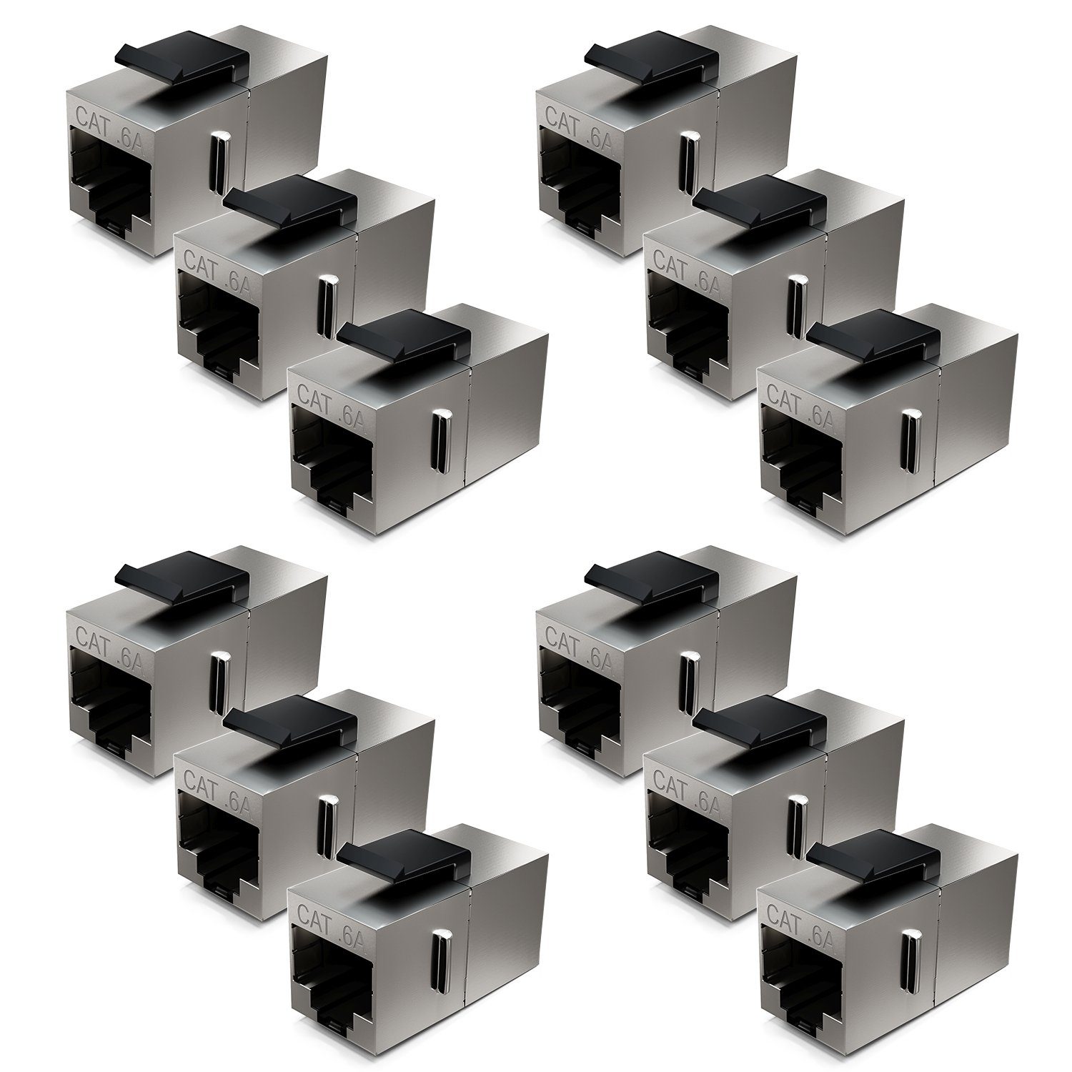 deleyCON deleyCON 12 CAT6a Keystone Modul Patchkabel Kupplung Verbinder Netzwerk-Adapter