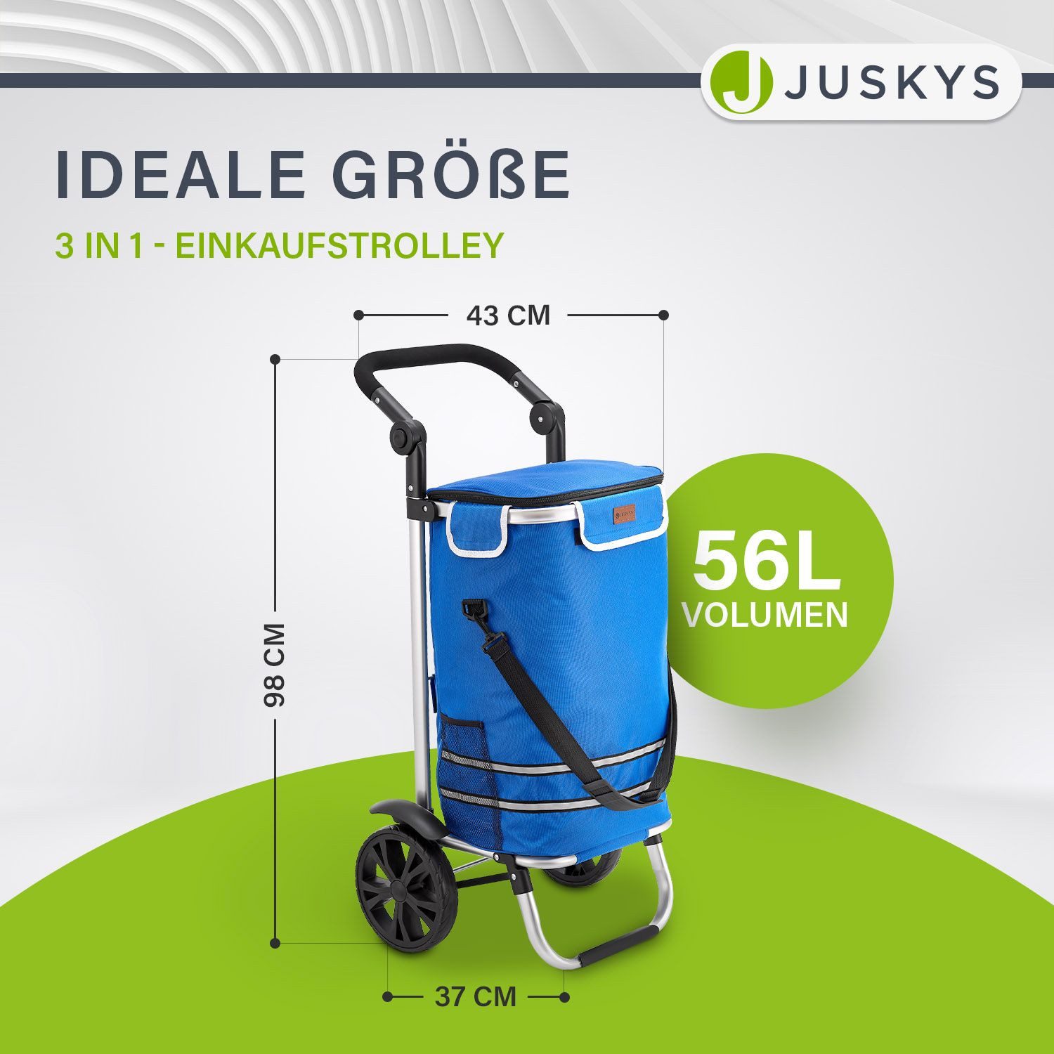 Juskys Einkaufstrolley 3in1, 56 l, mit 2 Rollen und Kühlfach, klappbar und günstig online kaufen
