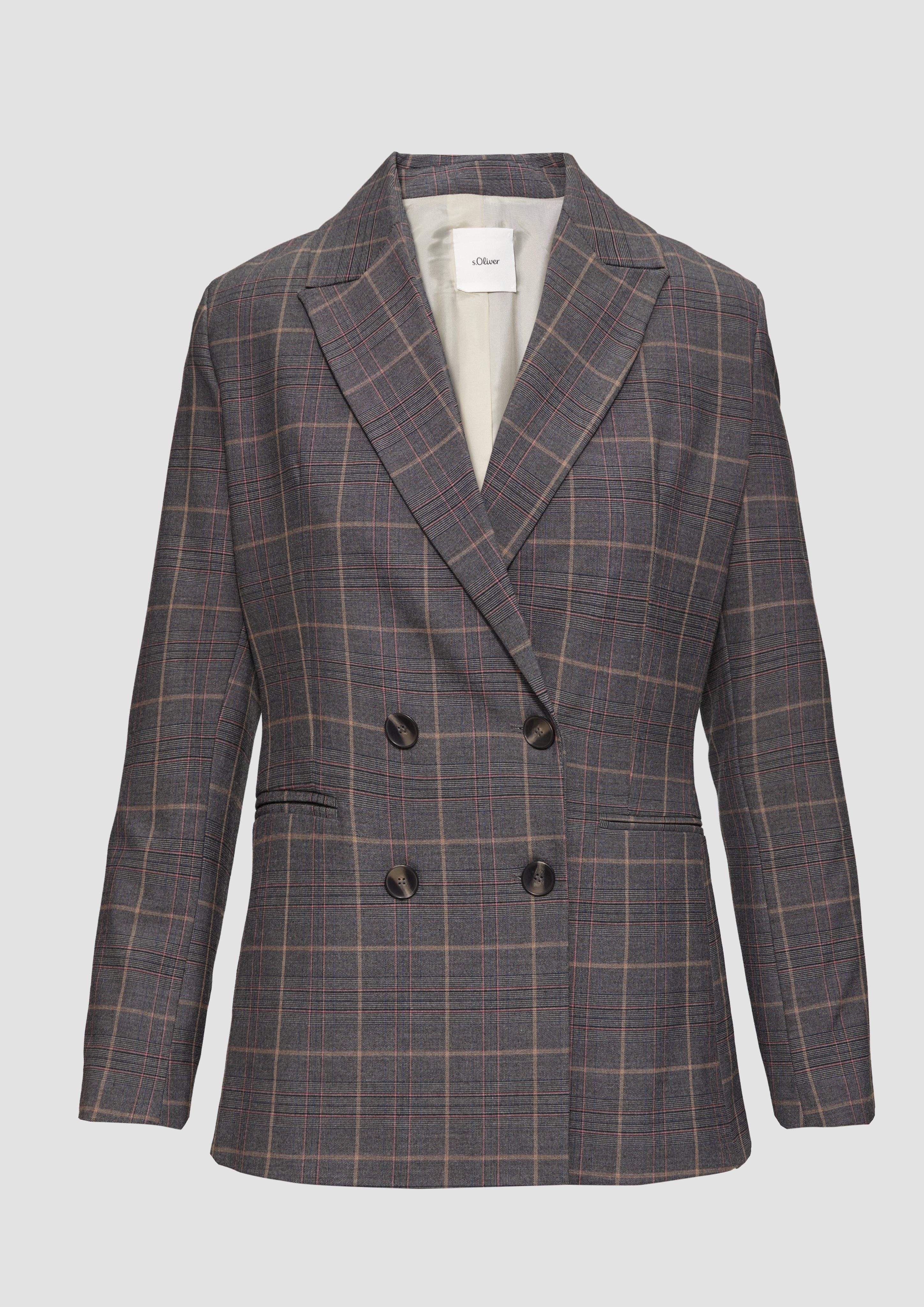s.Oliver BLACK LABEL Funktionsjacke Doppelreihiger Karo-Blazer günstig online kaufen