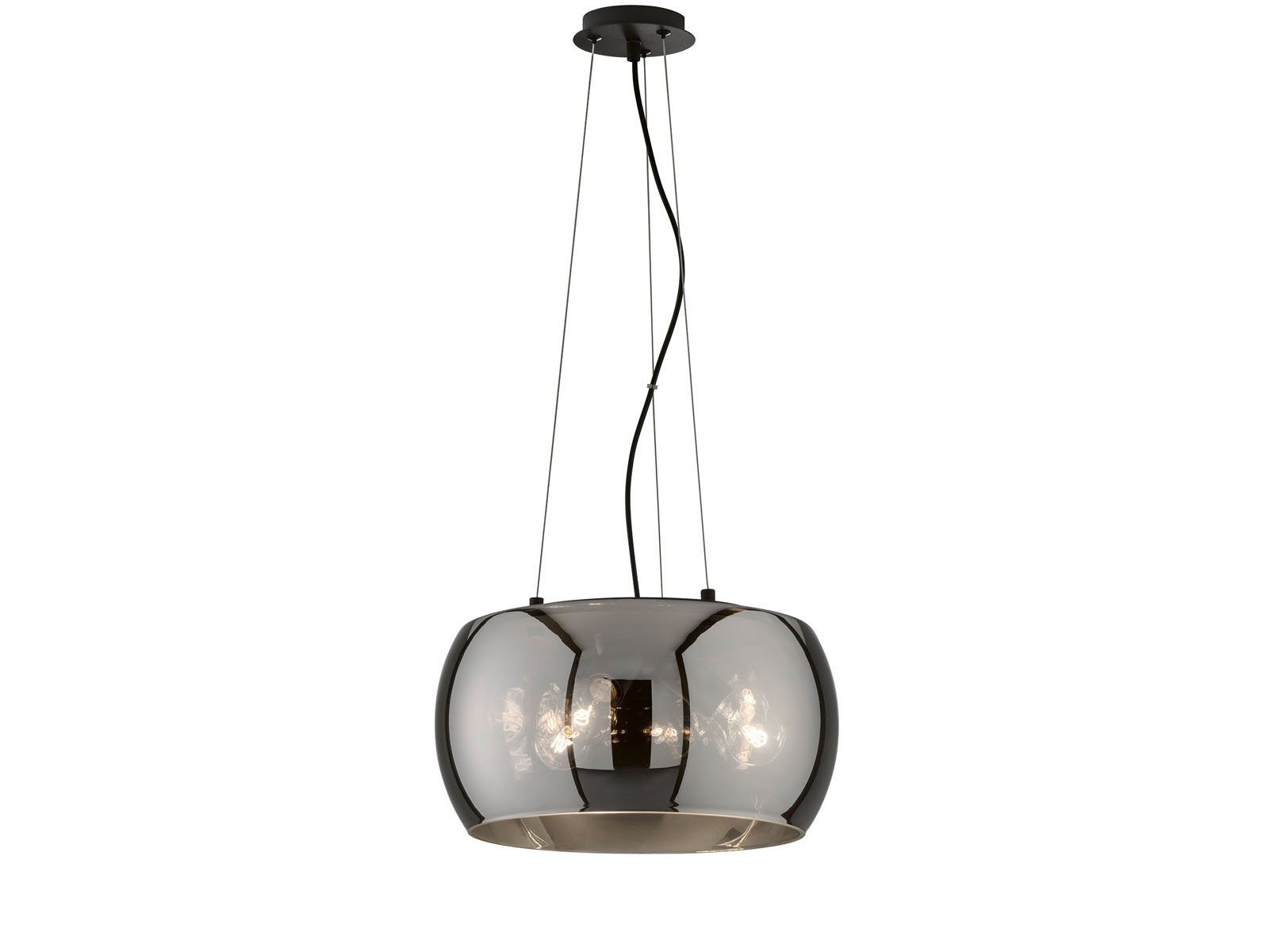 FISCHER & HONSEL LED Pendelleuchte, Dimmfunktion, LED wechselbar, Warmweiß, mehrflammig mit Лампыschirm rund Rauch-Glas Ø40cm, hängend 160cm lang