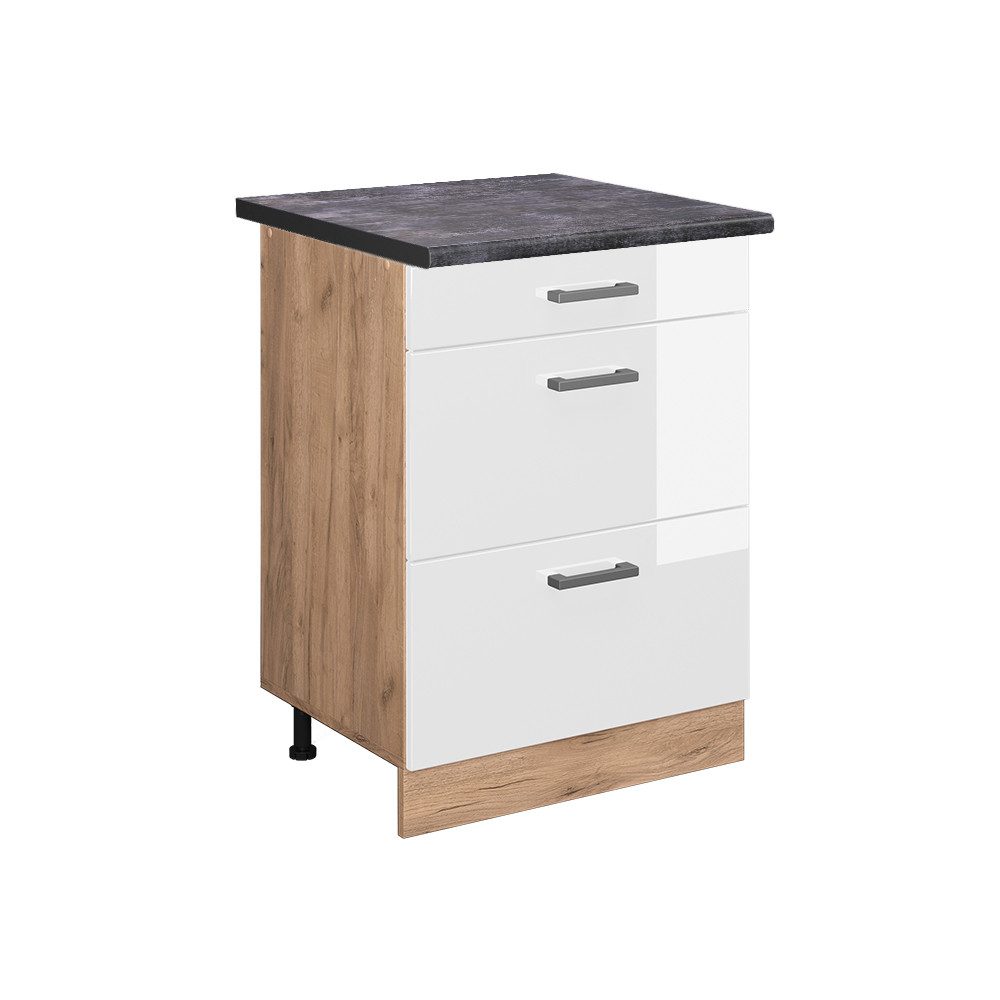 Vicco Unterschrank R-Line, Weiß Hochglanz/Goldkraft Eiche, günstig online kaufen